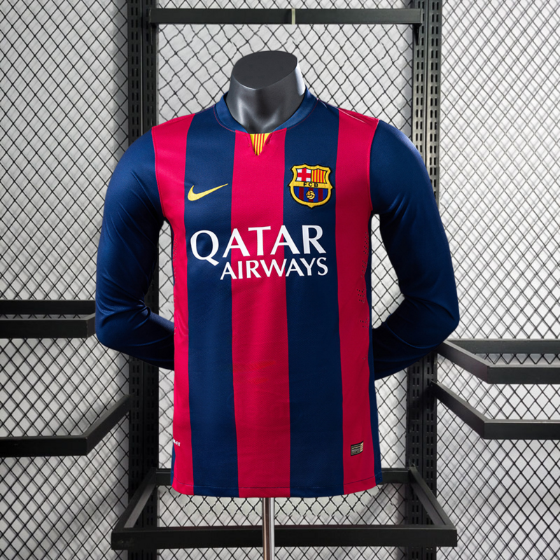 Retro Player 2014-15 Barcelona Home Retro Long sleeves Football jersey