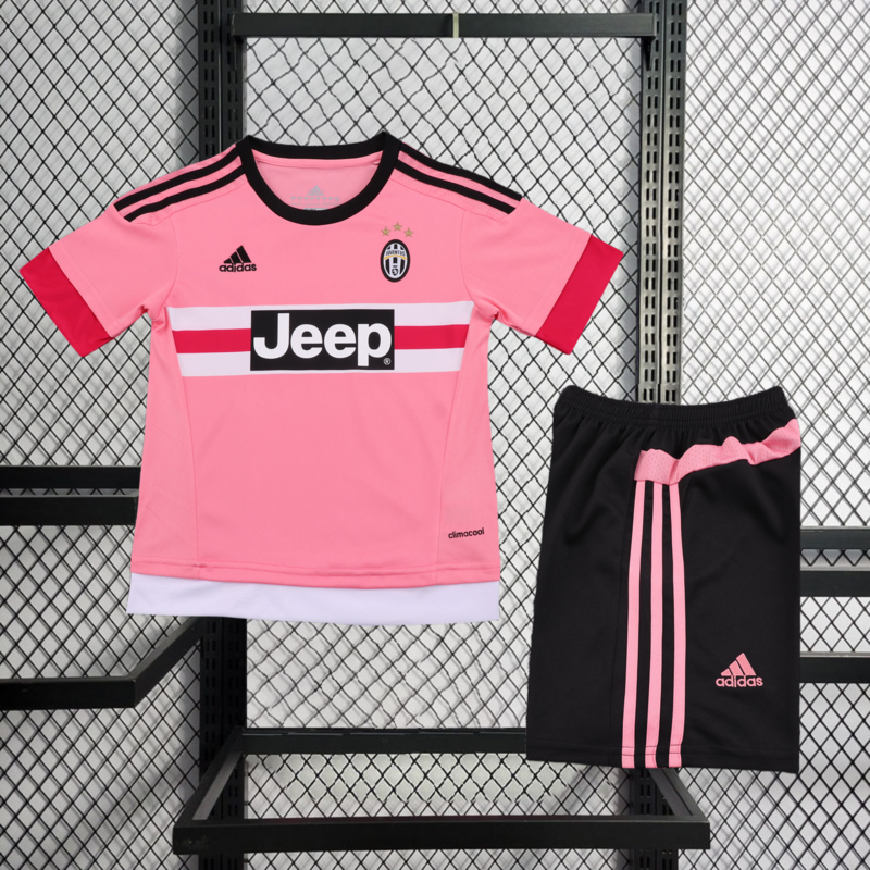 Retro KIDS 2015-16 KIDS Juventus away Retro pink DYBALA POGBA MORATA Football jersey