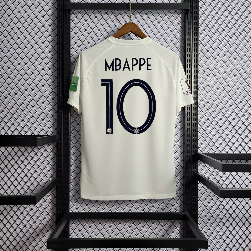 Retro 2018 France away Retro white Mbappe #10 Griezmann Coman Kante Pogba Soccer Jersey