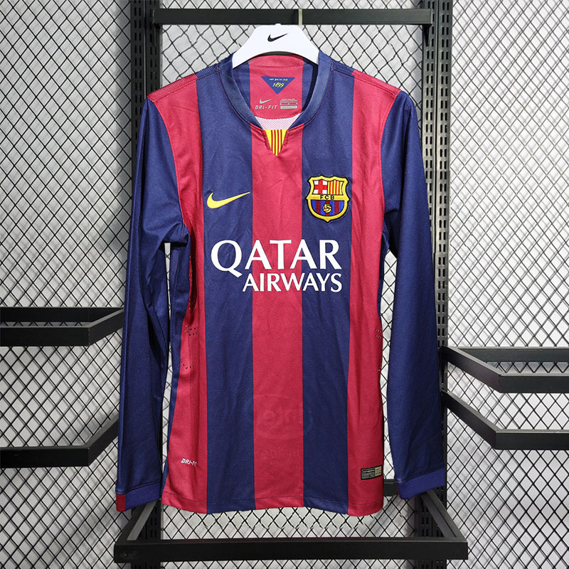 Retro Player 2014-15 Barcelona Home Retro Long sleeves Football jersey