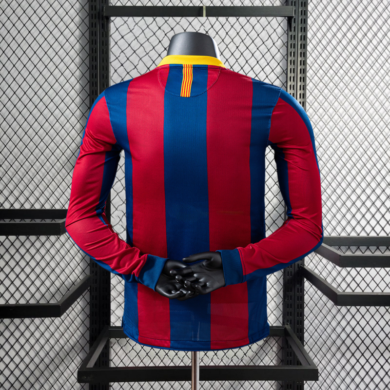 Retro Player 2010-11 Barcelona Home Retro Long sleeve Football jersey