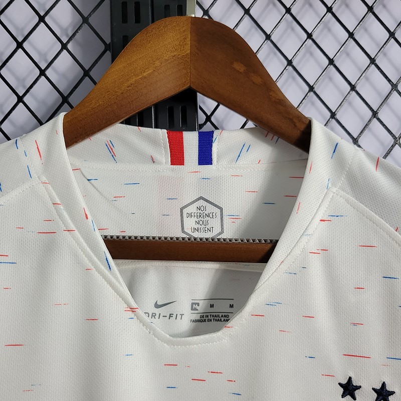 Retro 2018 France away Retro white Mbappe #10 Griezmann Coman Kante Pogba Soccer Jersey