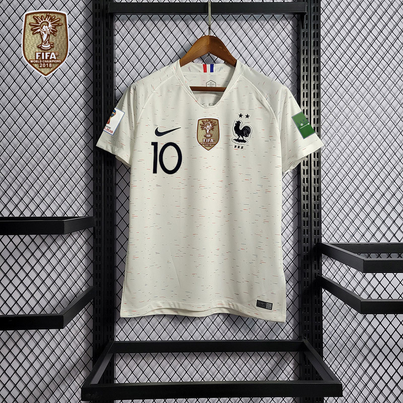 Retro 2018 France away Retro white Mbappe #10 Griezmann Coman Kante Pogba Soccer Jersey