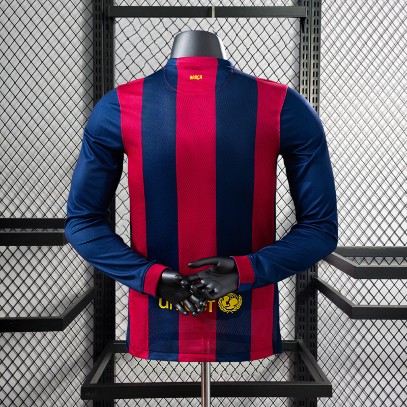 Retro Player 2014-15 Barcelona Home Retro Long sleeves Football jersey