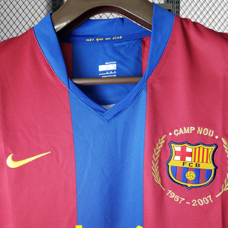 Retro 2007-08 Barcelona home Retro long sleeves MESSI RONALDINHO ETO'O XAVI A.INISTA HENRY Football jersey