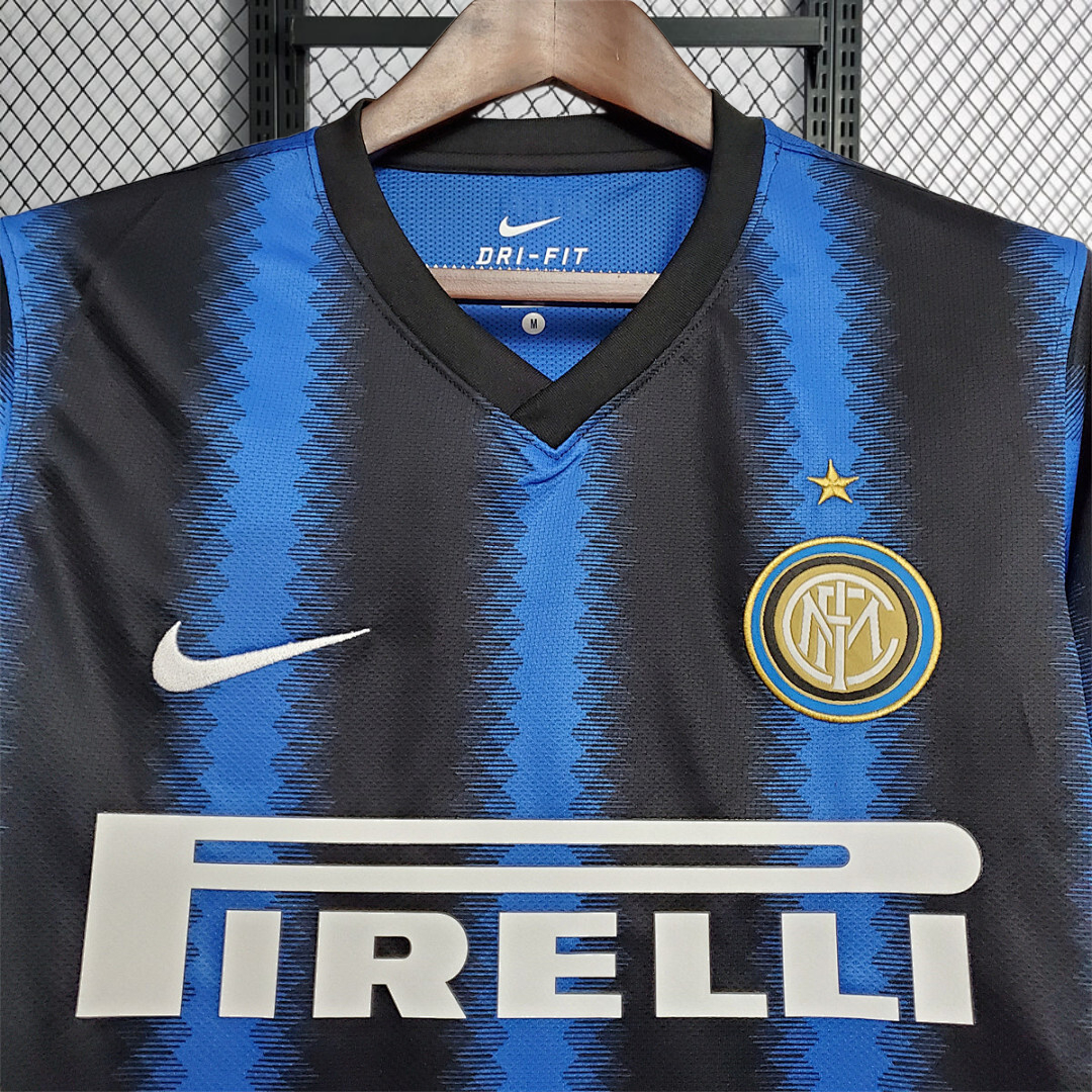 Retro long-sleeved 2010-11 Inter Milan home retro SNSIJDER J.ZANETTI MILITO ETO'O  Football jersey