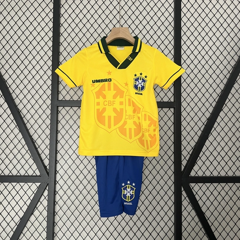 retro kids 1993-94 kids Brazil home retro football jersey