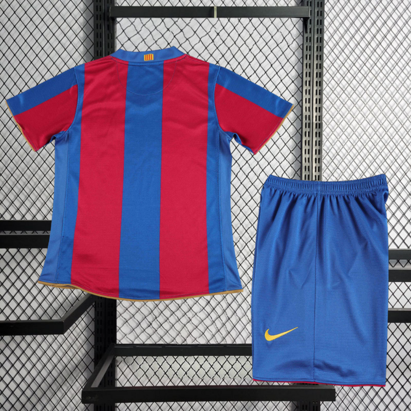 Retro Kids 2007-08 Kids Barcelona Home Retro Football Jersey