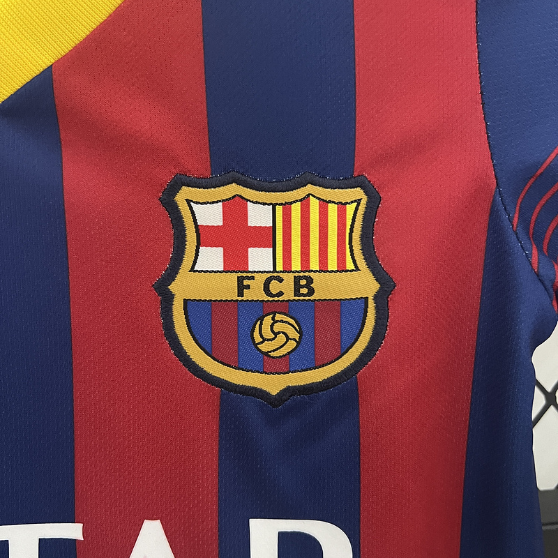 Retro kids 2013-14 Kids Barcelona Home Retro MESSI PIQUE XAVI A.INISTA PUYOL Football jersey