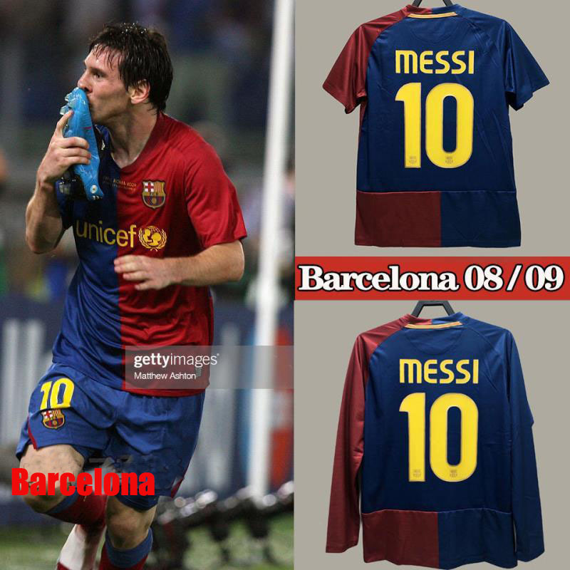 Retro 2008-09 Barcelona Home Retro UCL MESSI PIQUE ETO'O XAVI A.INISTA ETO'O HENRY Football jersey