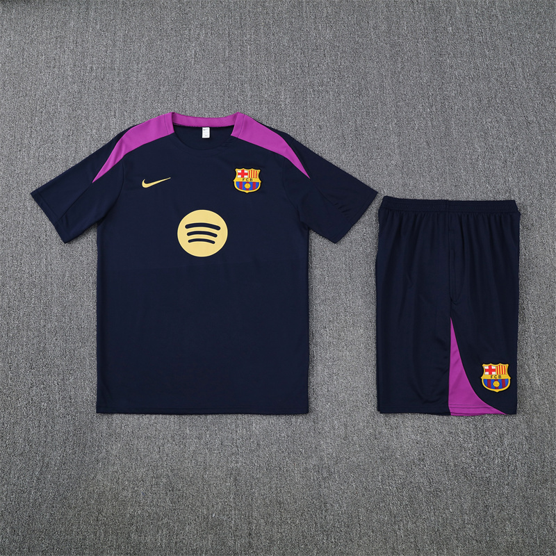 2025-26 short sleeved Barcelona royal blue short sleeved suit