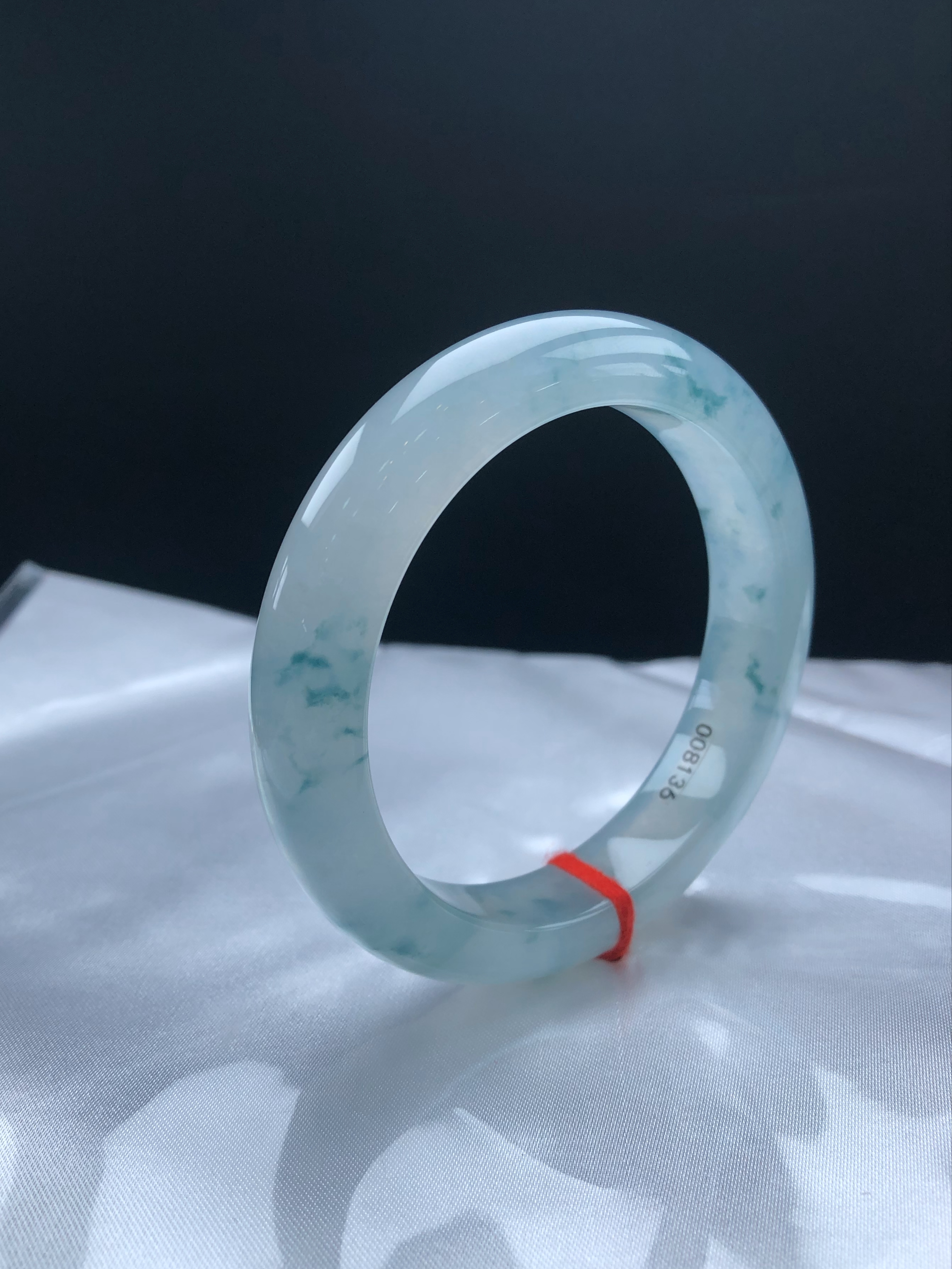 Ice‑Type Floating‑Flower Jadeite Bangle 56.8*12.4*9.1