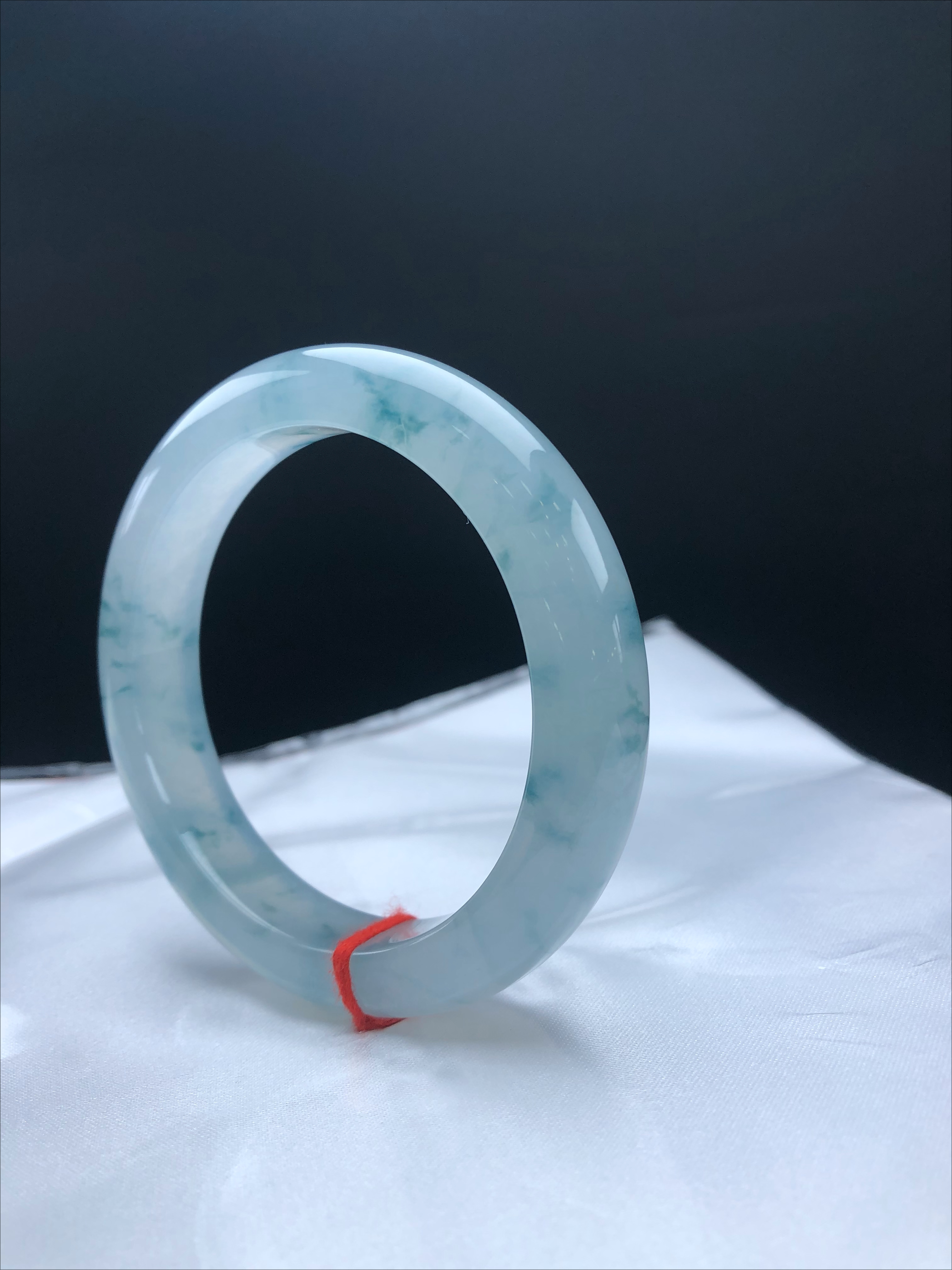 Ice‑Type Floating‑Flower Jadeite Bangle 56.8*12.4*9.1