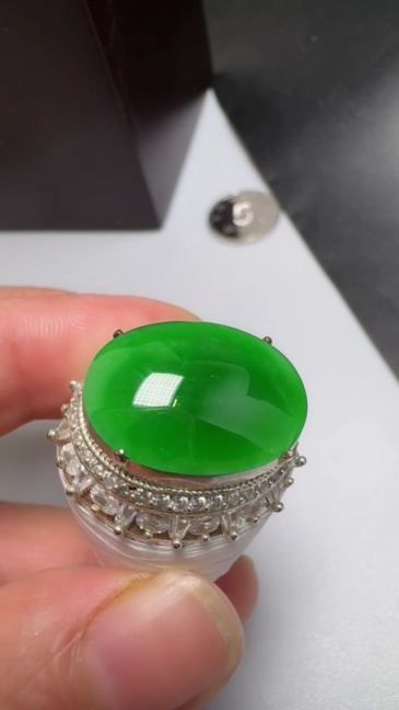 Icy Bright‑Green Jadeite Cabochon