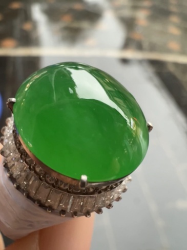 Icy Intense Bright‑Green Jadeite Cabochon