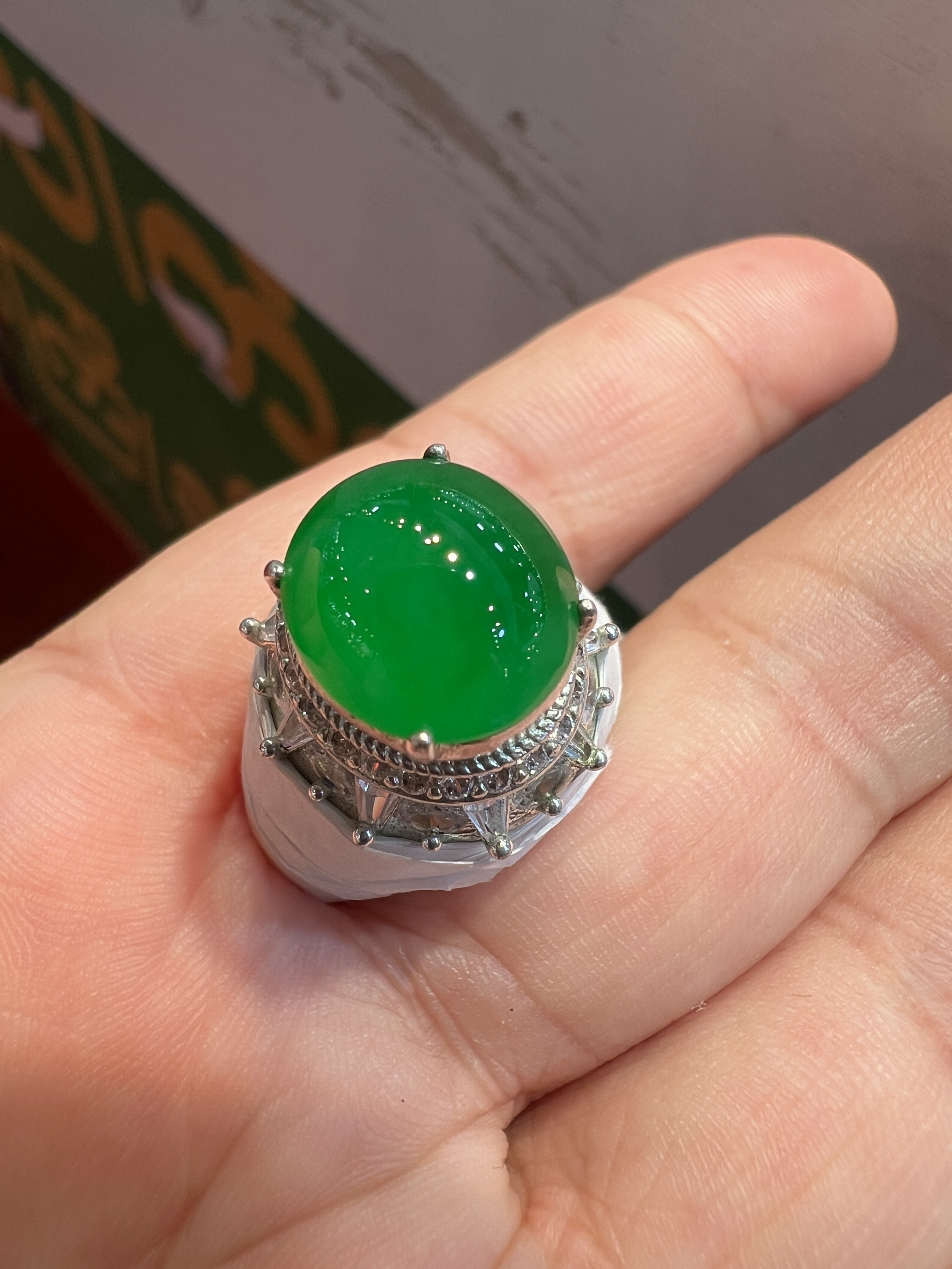 Icy Vivid‑Green Jadeite Cabochon