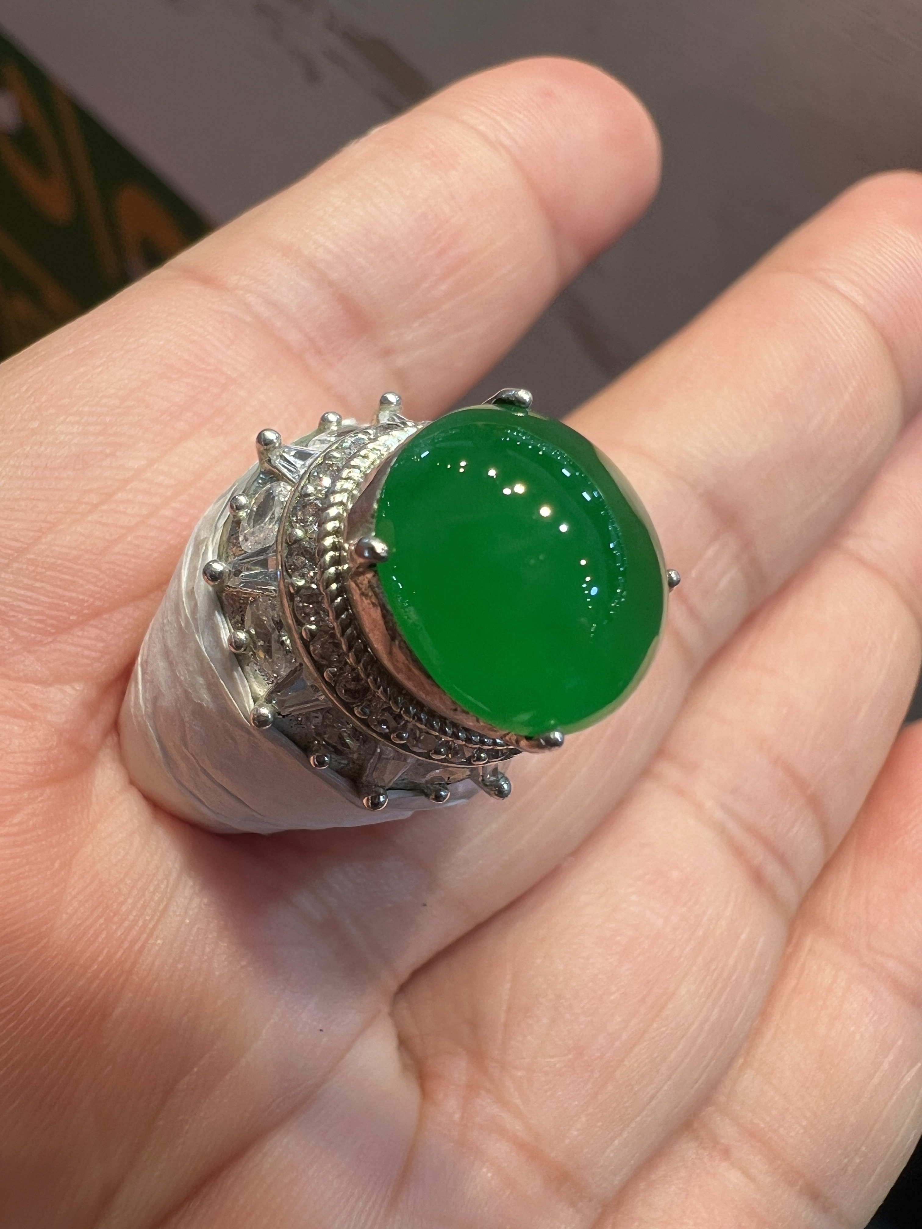Icy Vivid‑Green Jadeite Cabochon