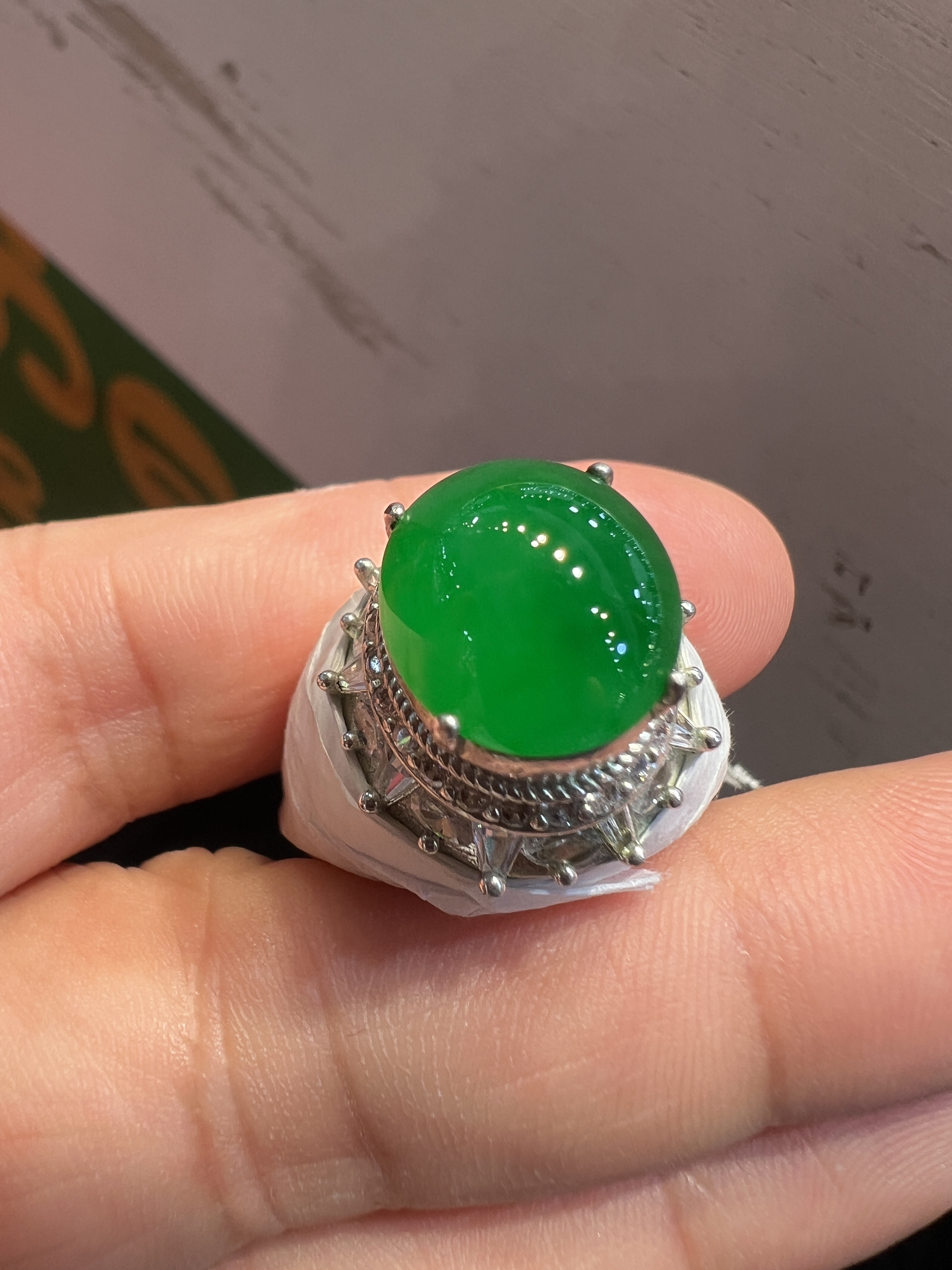 Icy Vivid‑Green Jadeite Cabochon
