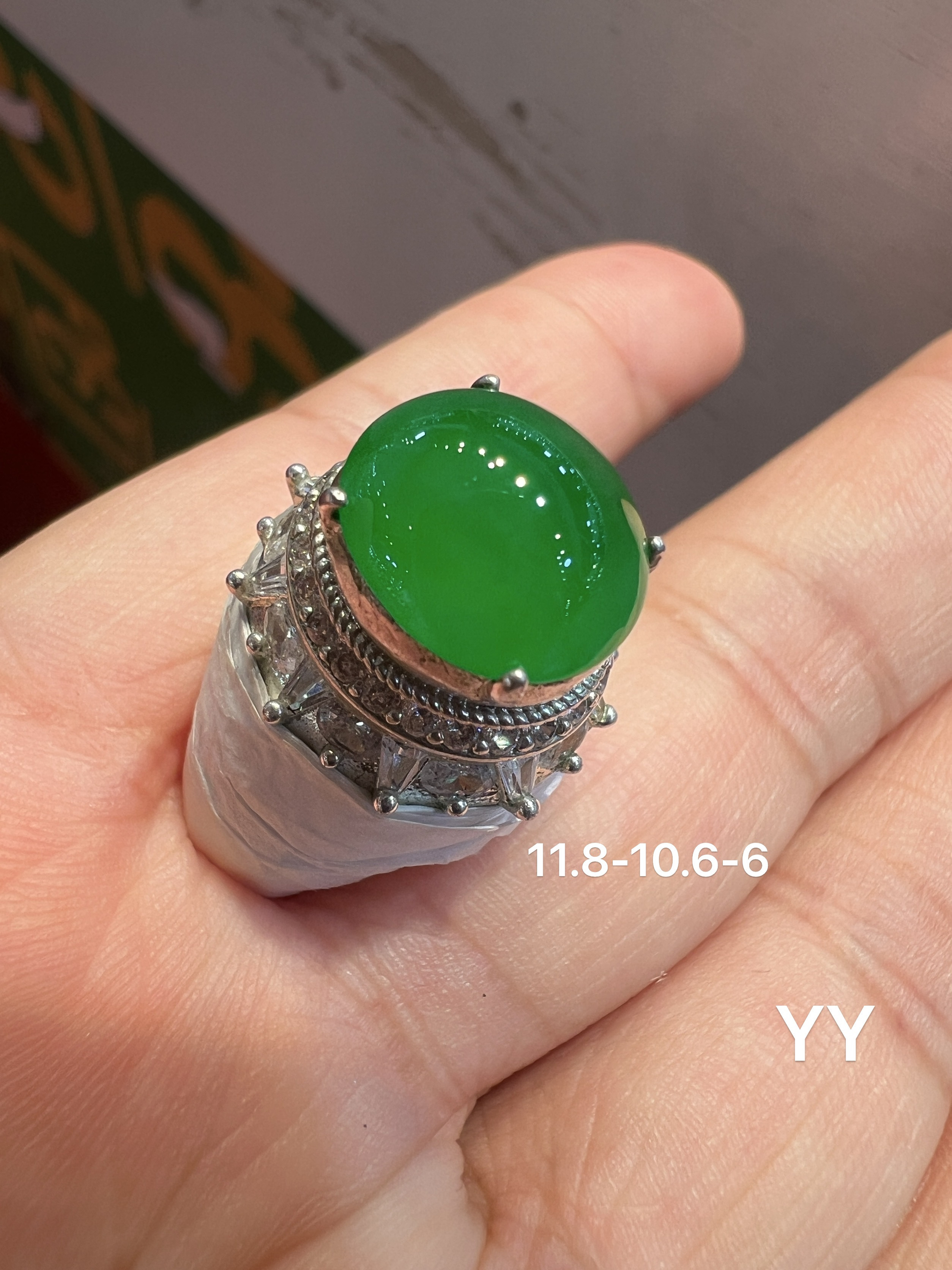 Icy Vivid‑Green Jadeite Cabochon