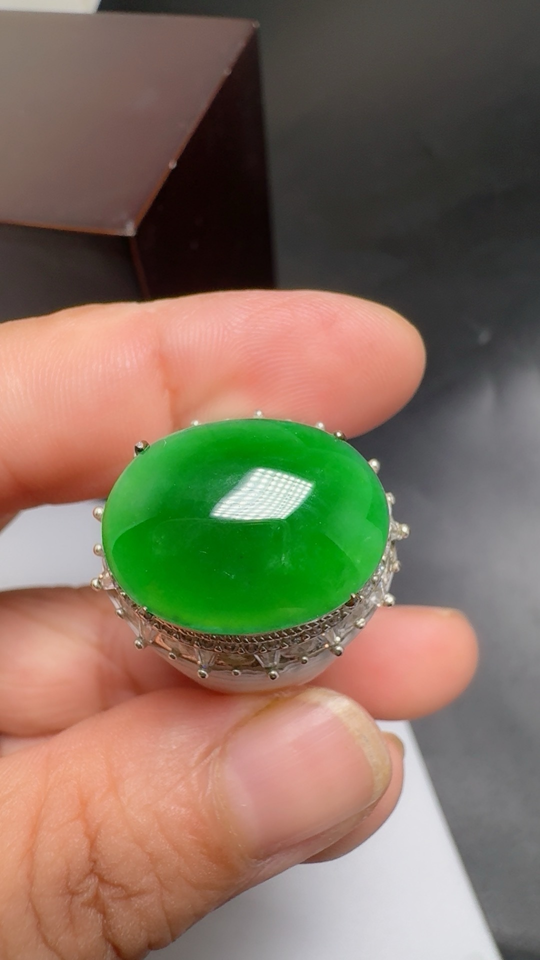 Icy Bright‑Green Jadeite Cabochon