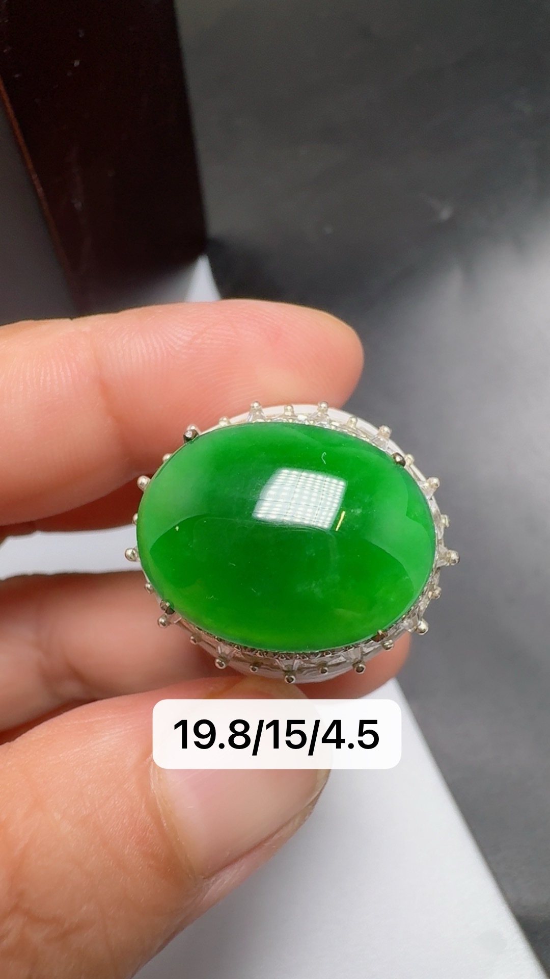 Icy Bright‑Green Jadeite Cabochon