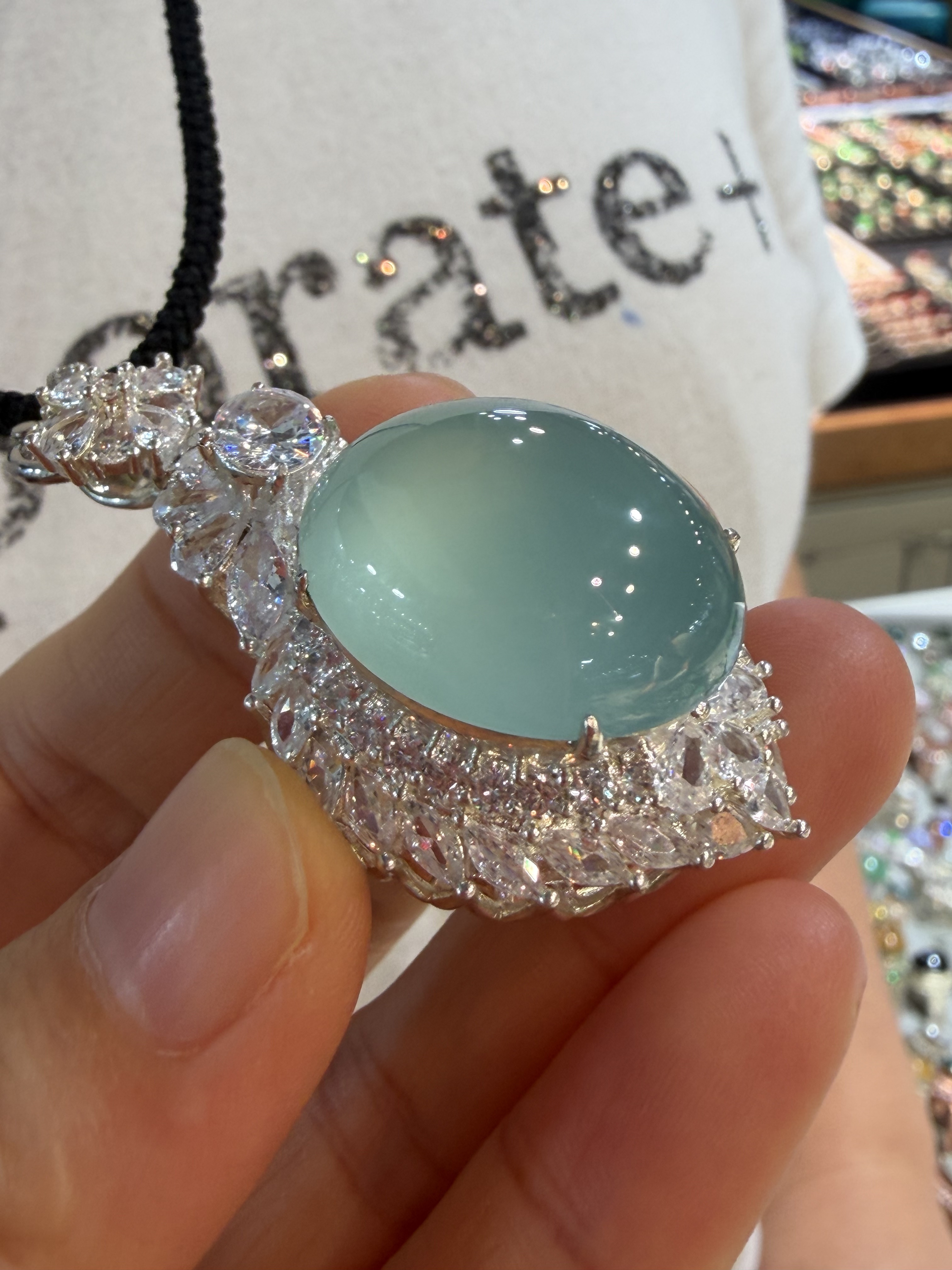 High‑Icy Sky‑Blue Jadeite Cabochon Pendant