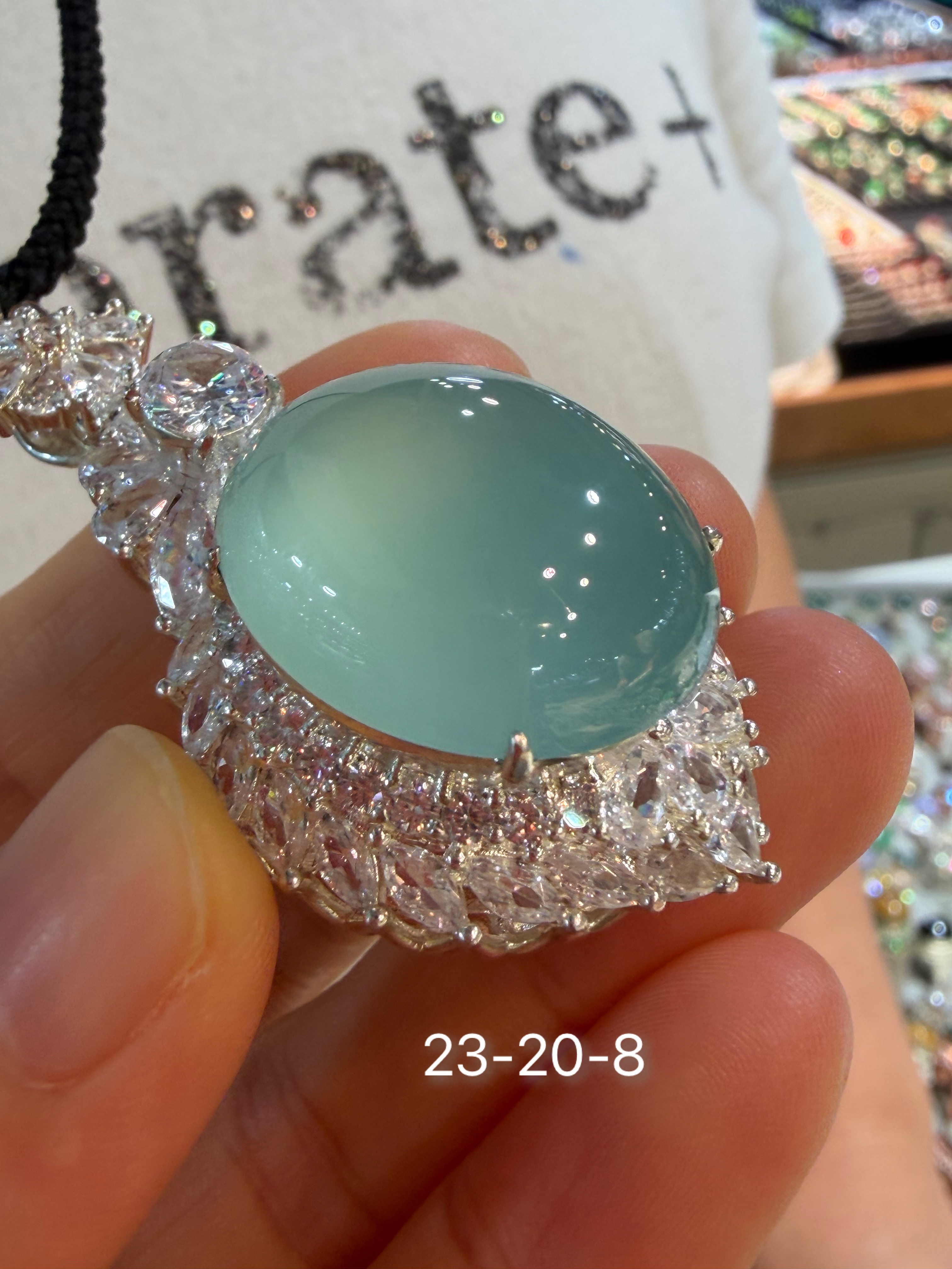 High‑Icy Sky‑Blue Jadeite Cabochon Pendant