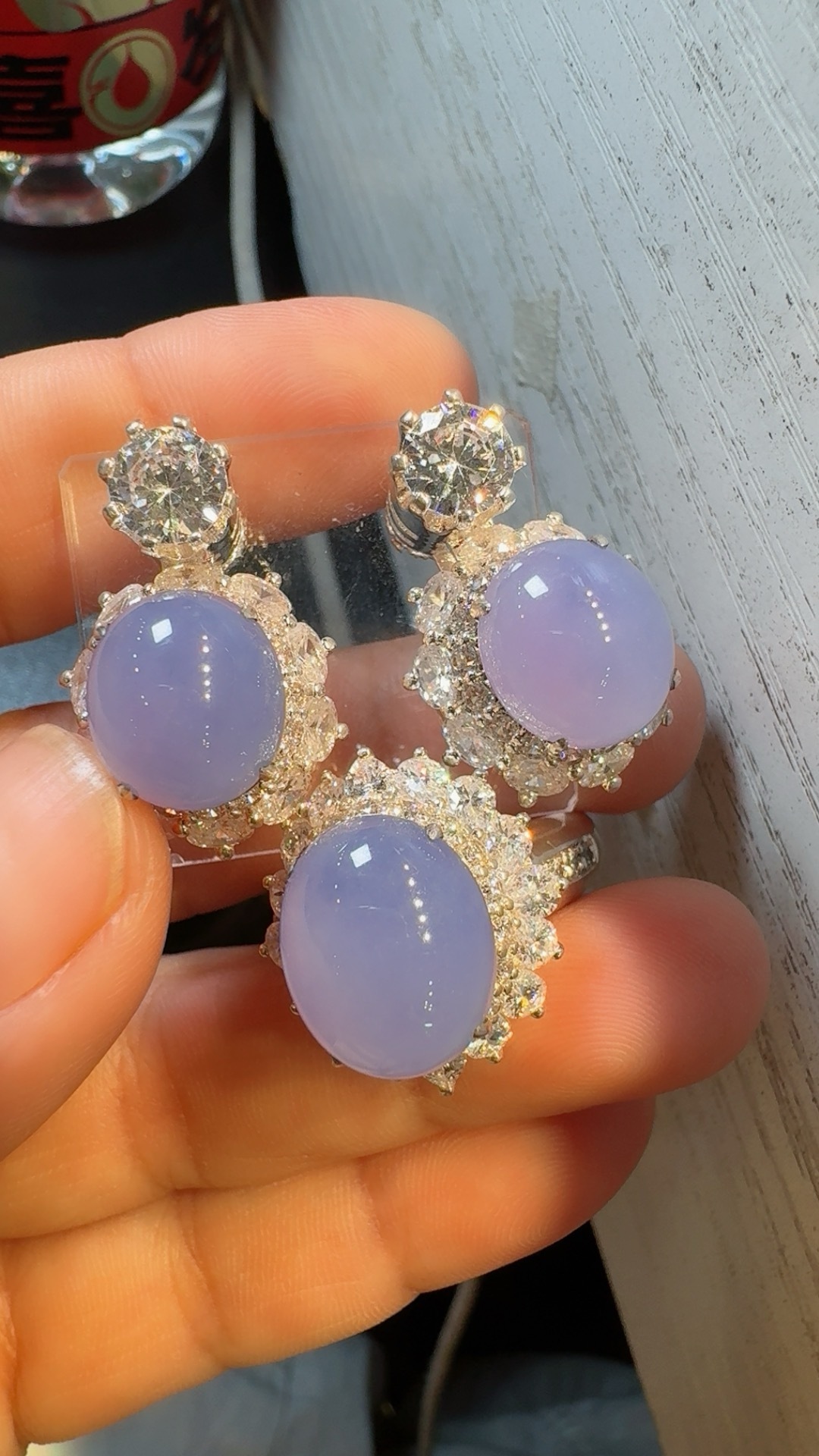 Lavender Jadeite Cabochon Suite