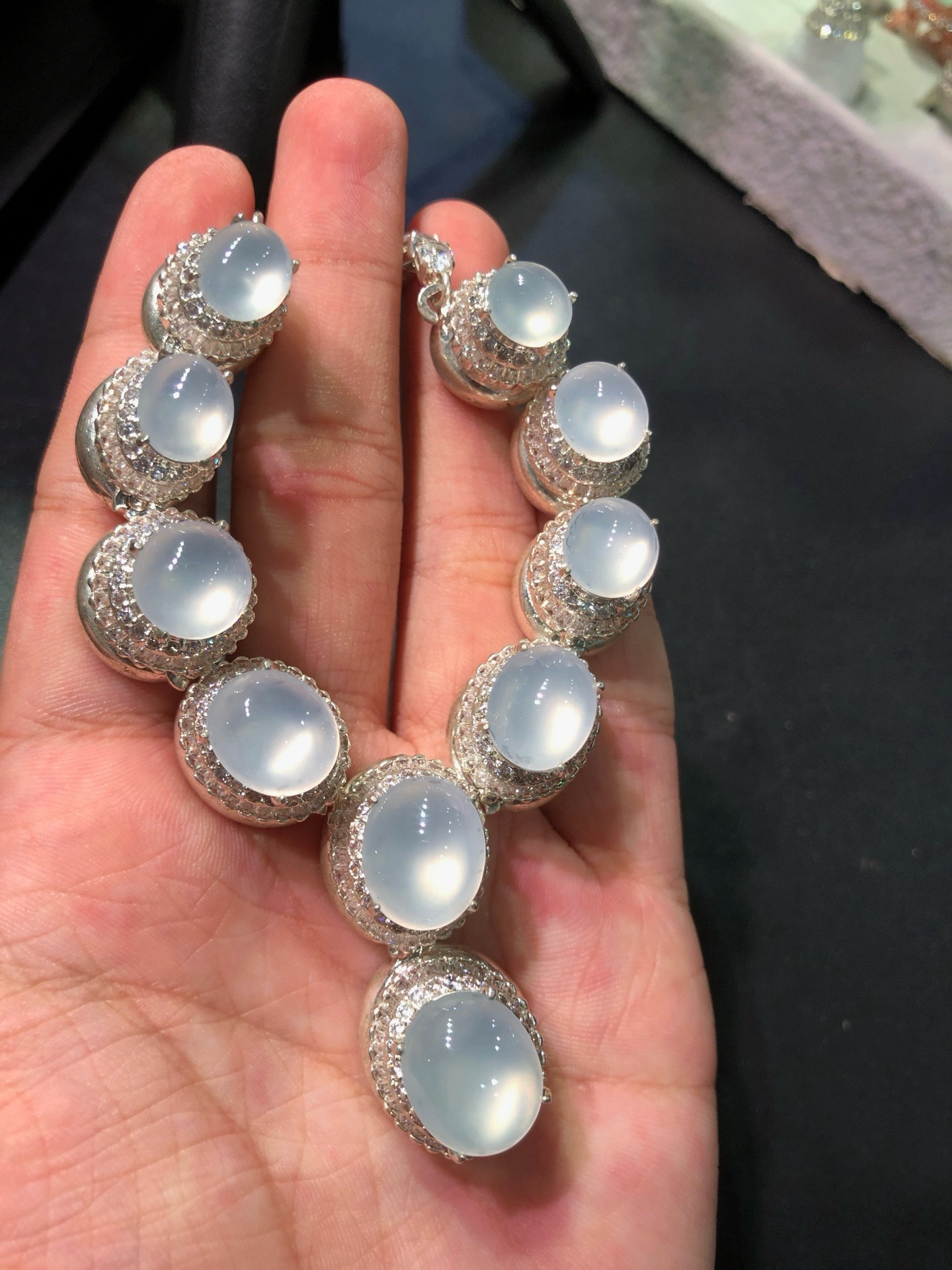 Icy‑White Jadeite Necklace