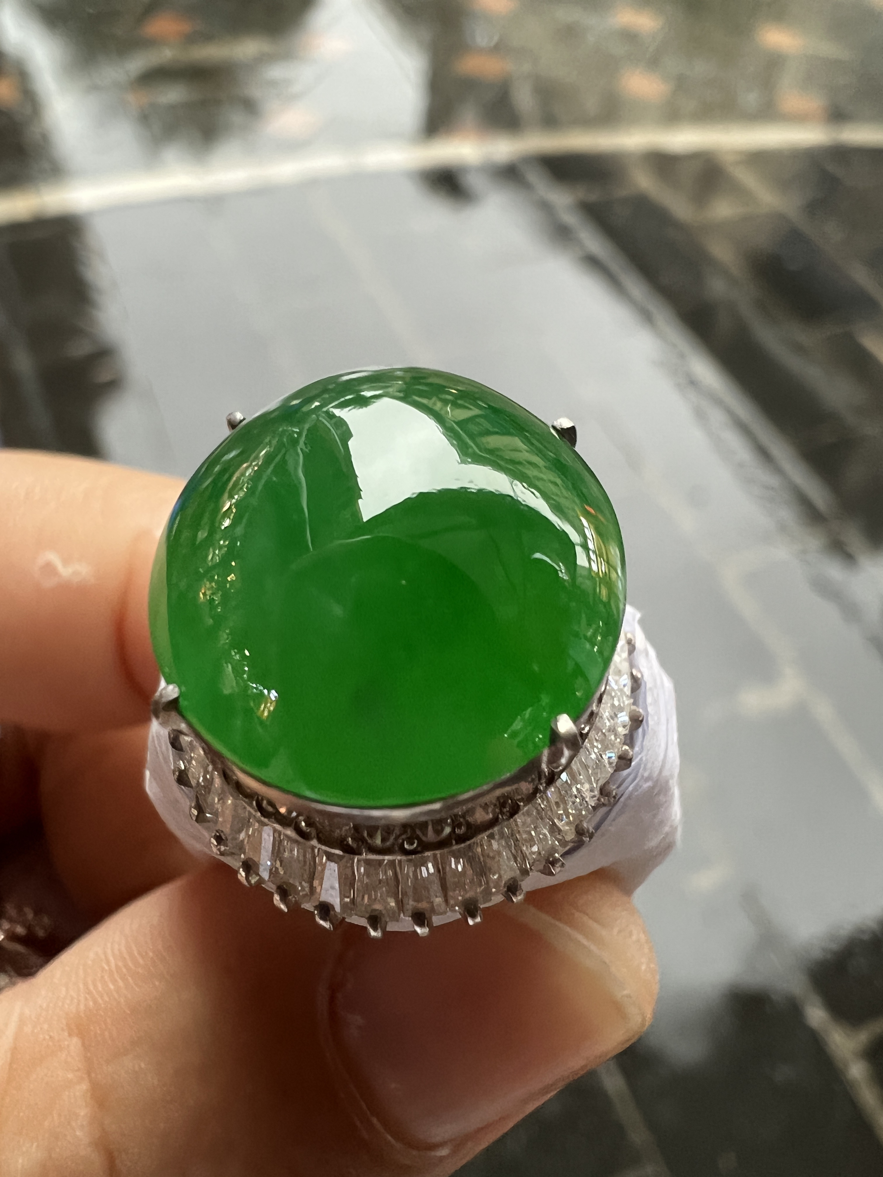 Icy Intense Bright‑Green Jadeite Cabochon