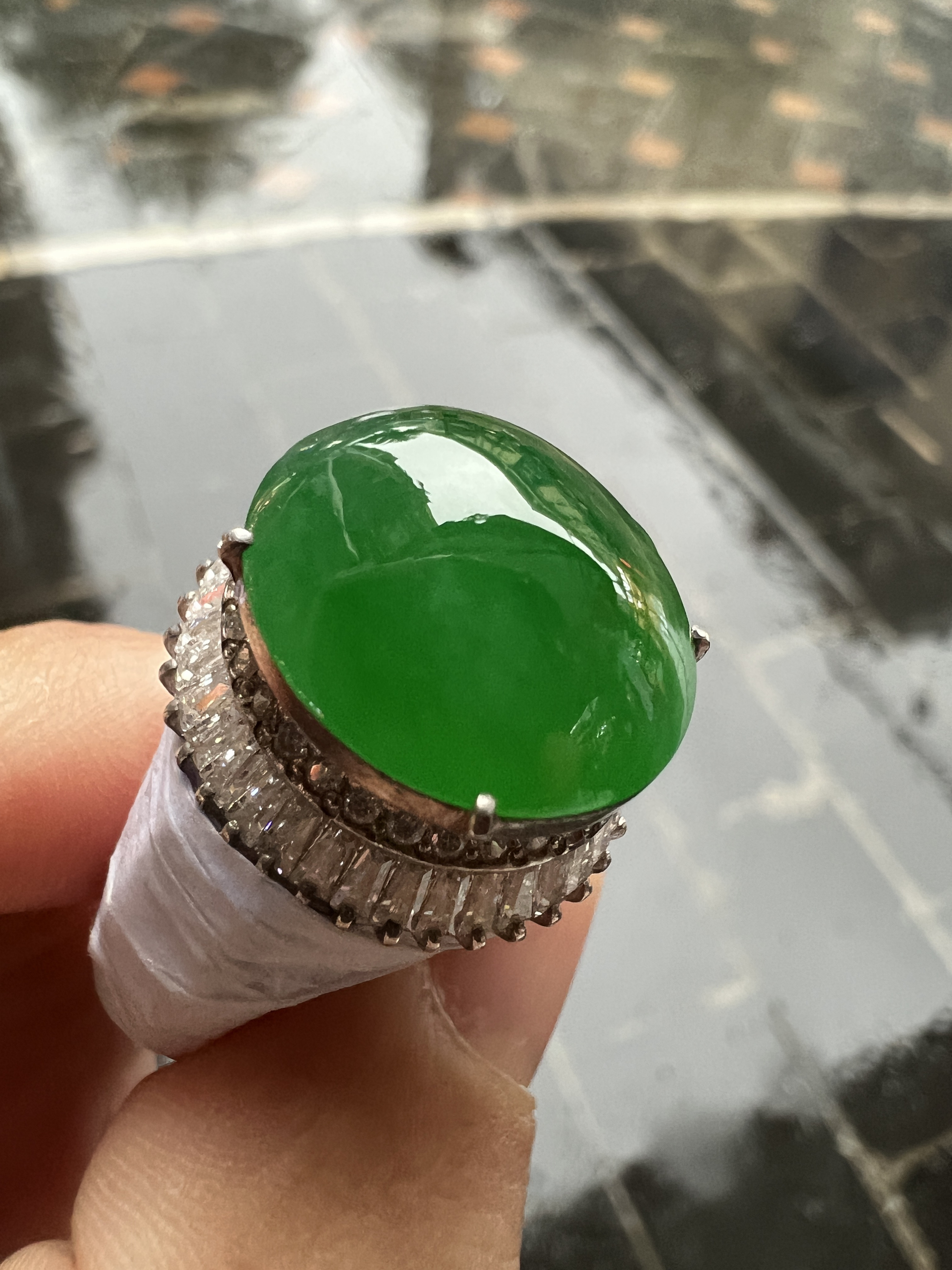 Icy Intense Bright‑Green Jadeite Cabochon