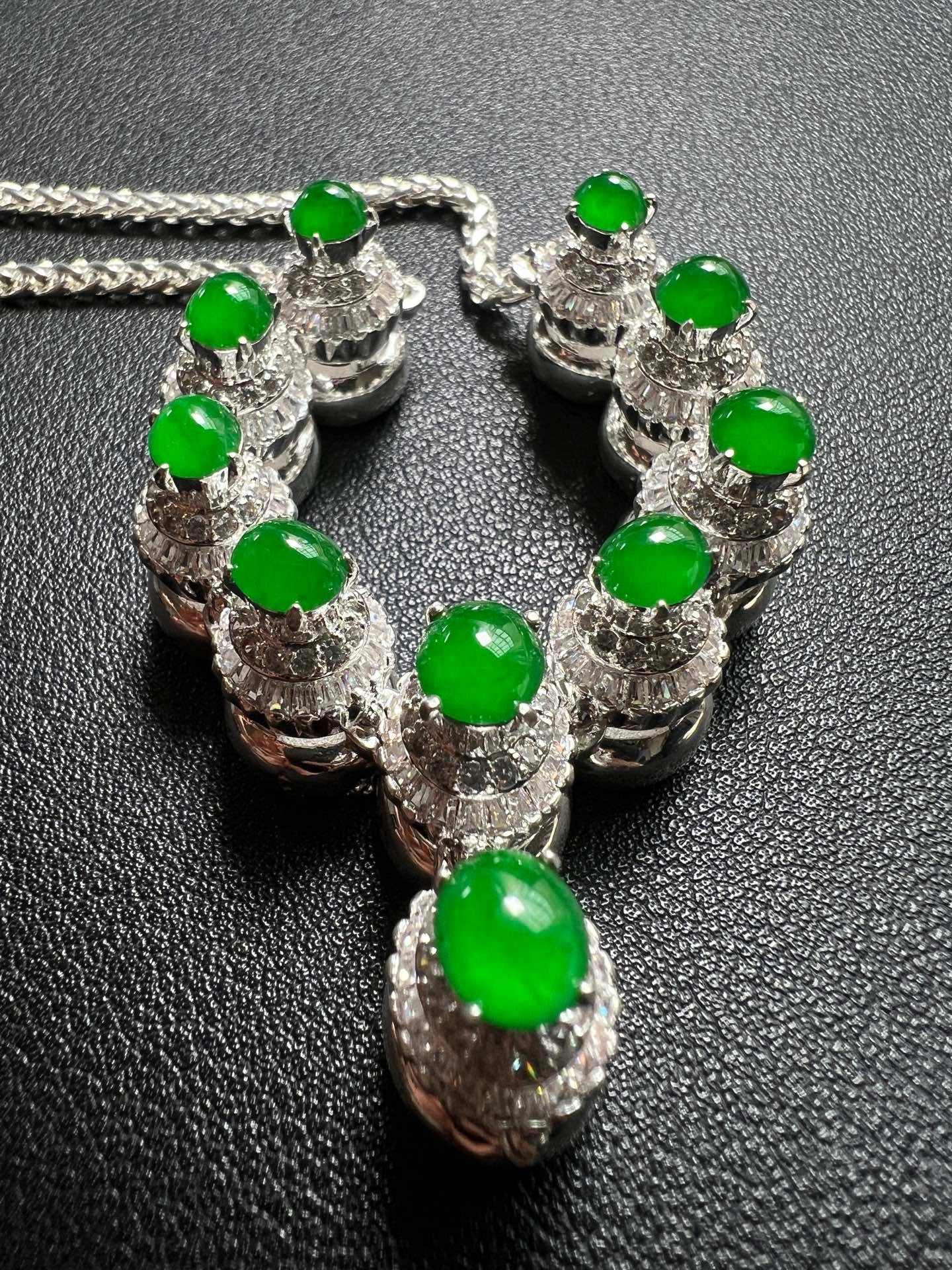 Ice‑Type Vivid Intense Green Jadeite Necklace