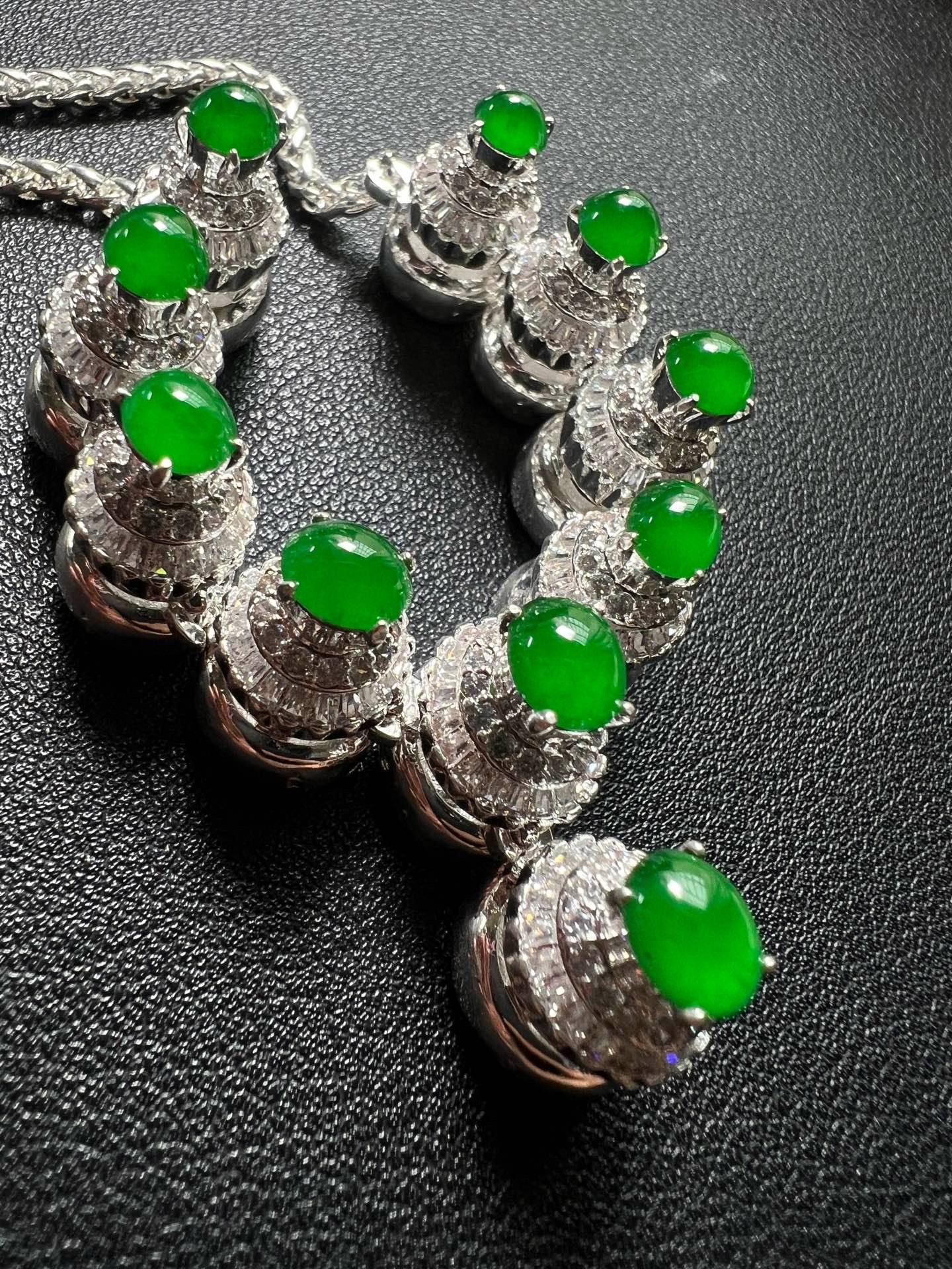 Ice‑Type Vivid Intense Green Jadeite Necklace