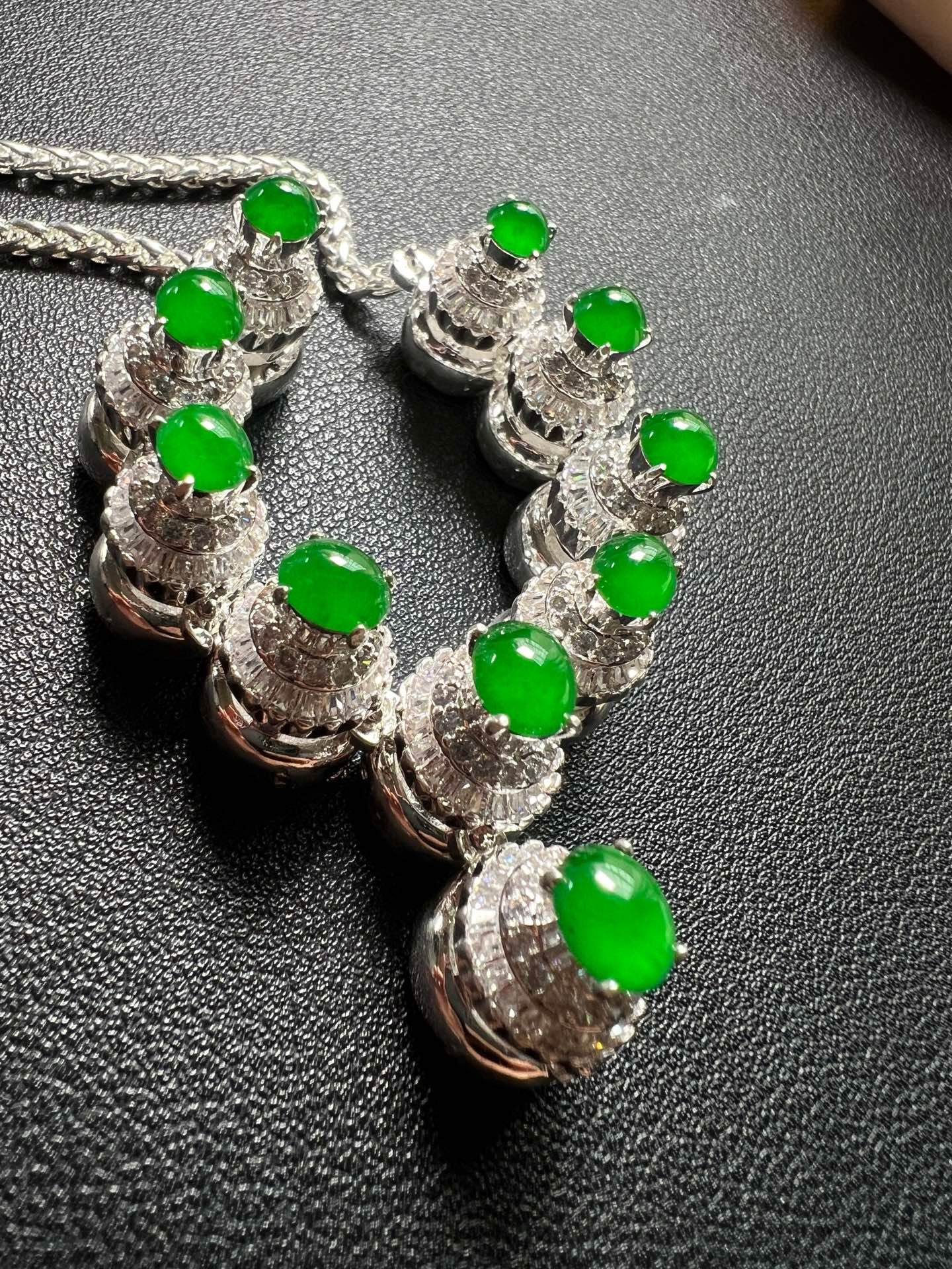 Ice‑Type Vivid Intense Green Jadeite Necklace