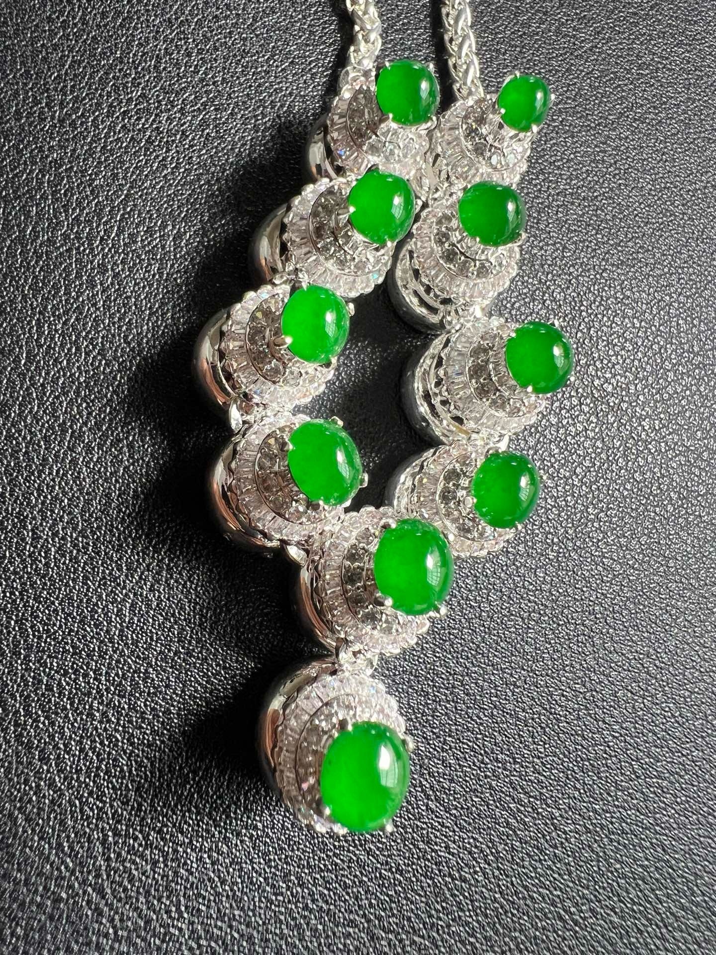 Ice‑Type Vivid Intense Green Jadeite Necklace