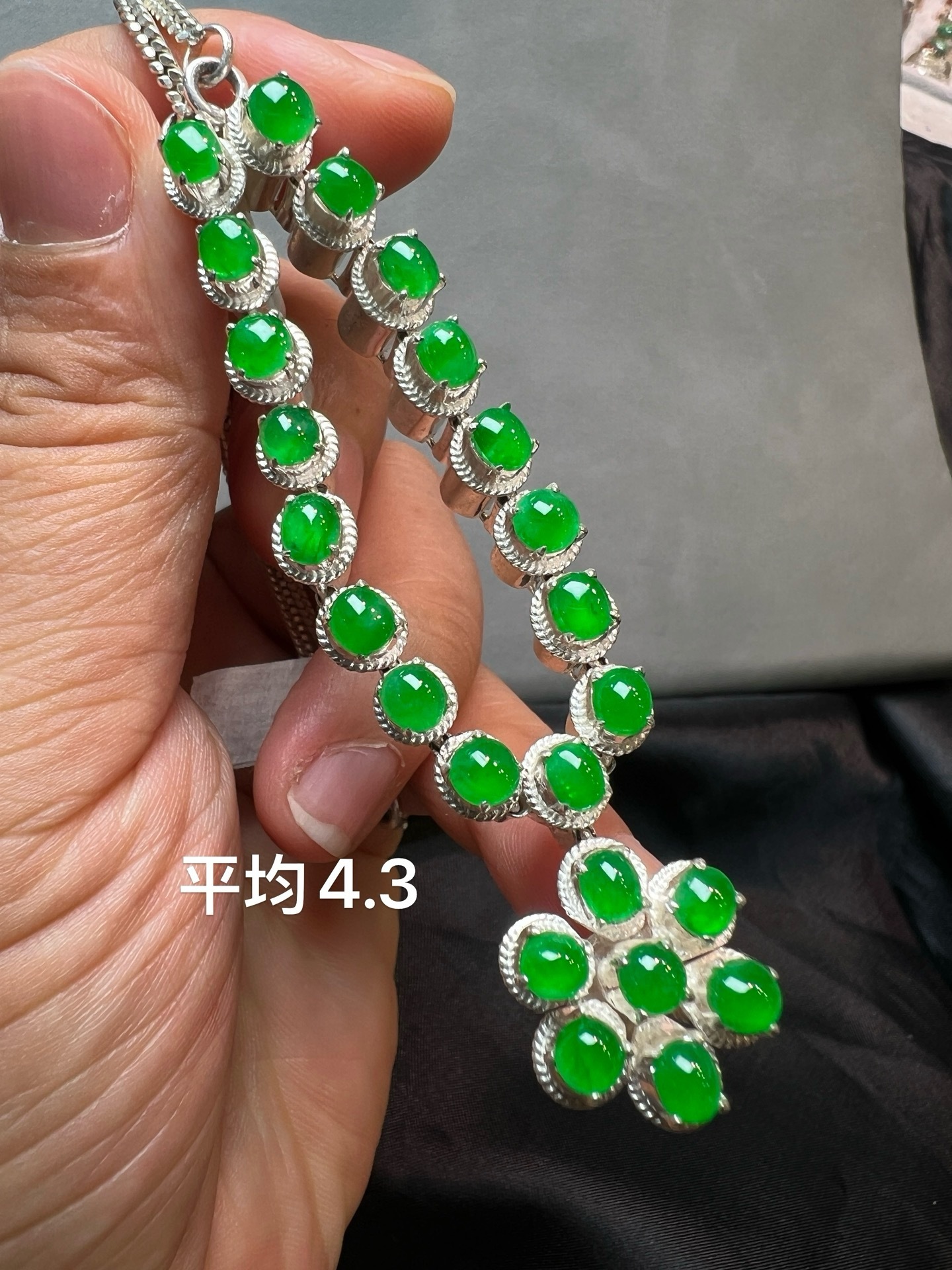 Ice‑Type Vivid Emerald Green Jadeite Necklace