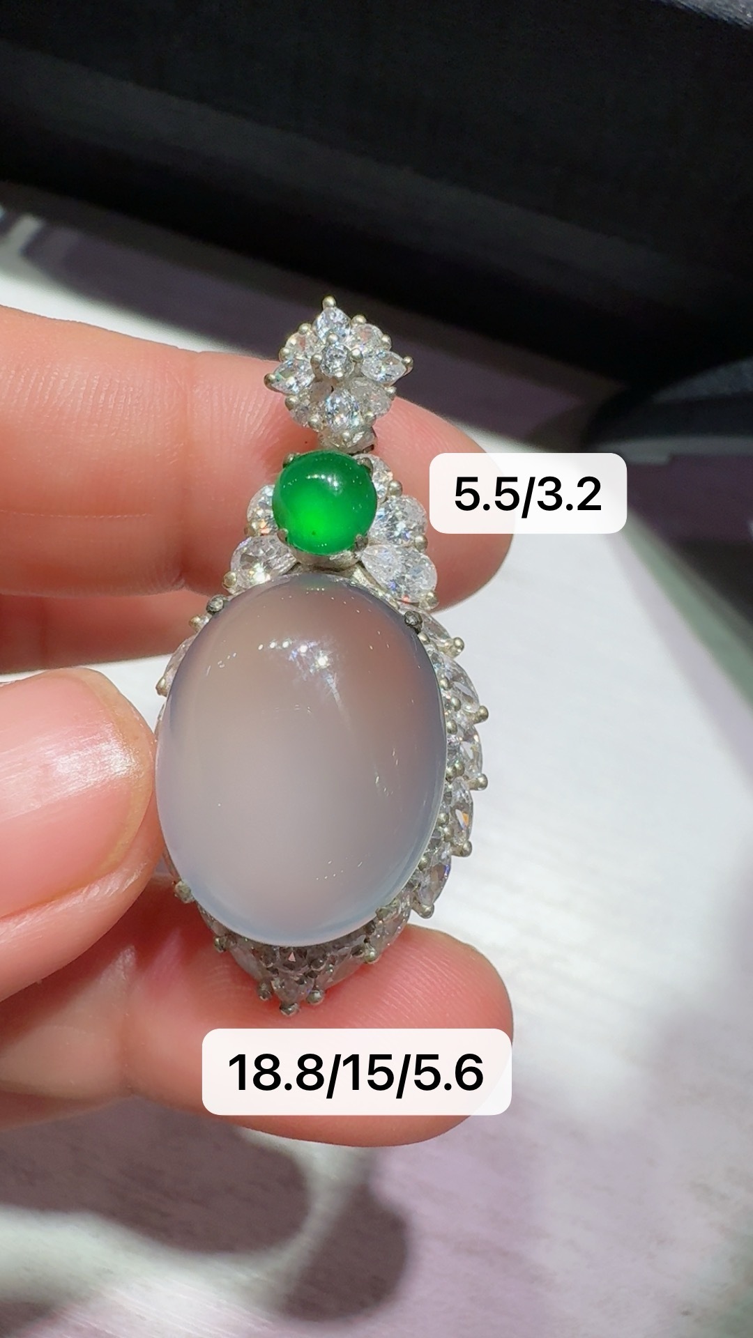 Glass‑Type Jadeite Pigeon‑Egg Cabochon