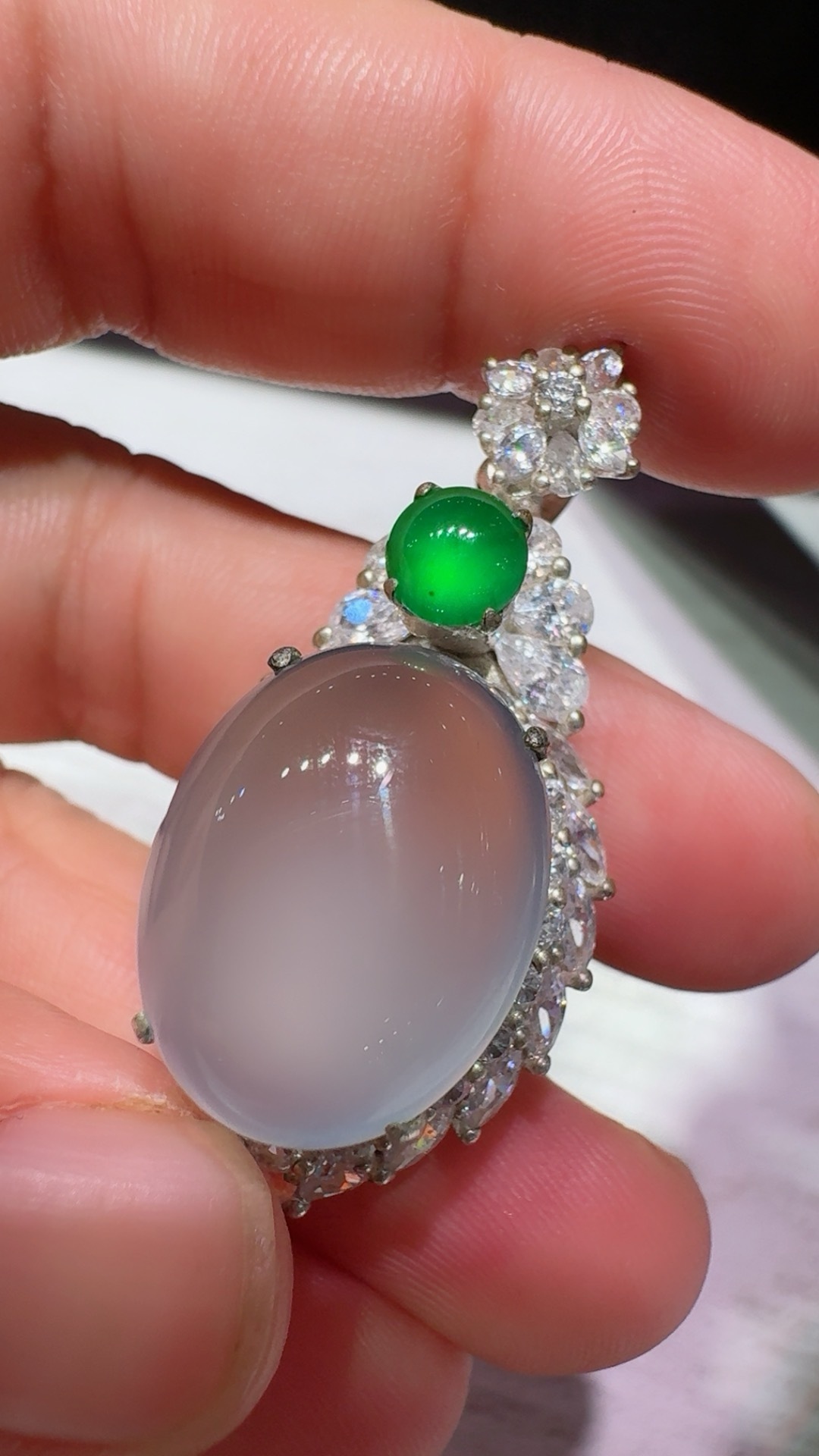 Glass‑Type Jadeite Pigeon‑Egg Cabochon