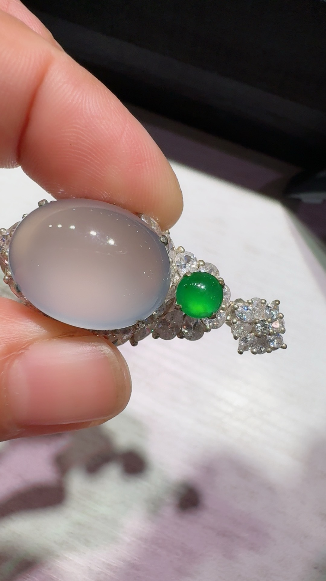 Glass‑Type Jadeite Pigeon‑Egg Cabochon