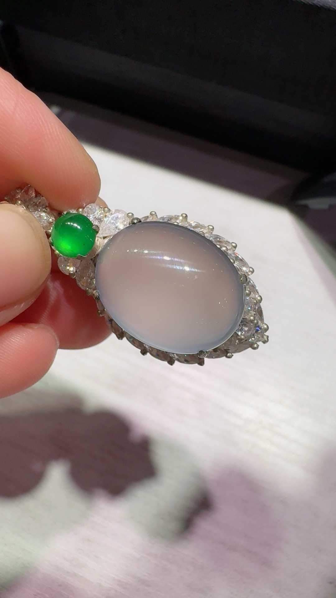 Glass‑Type Jadeite Pigeon‑Egg Cabochon