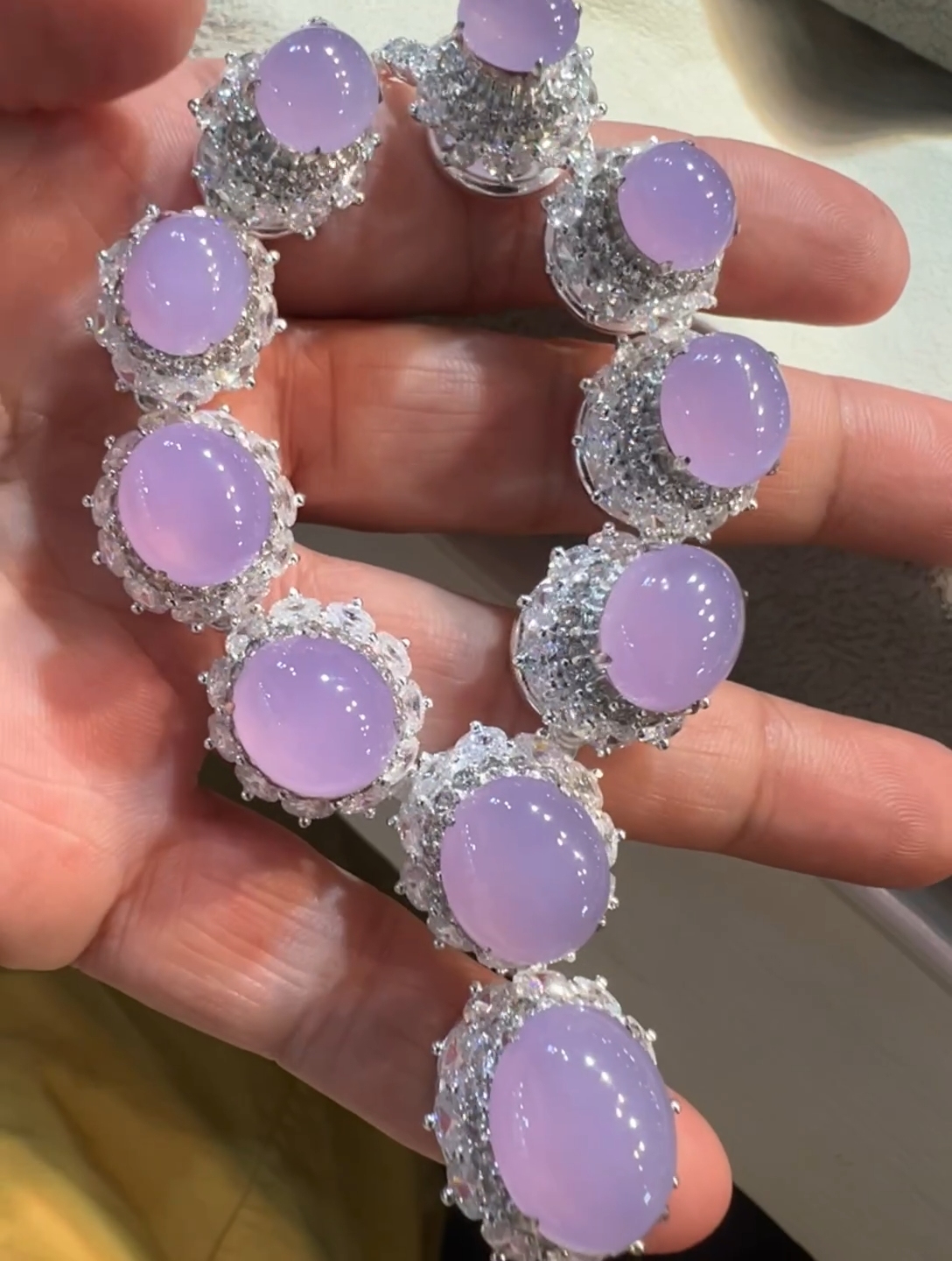 Ice‑Type Red‑Lavender Jadeite Necklace