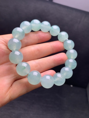 Ice‑type floating flower jadeite bracelet-13mm