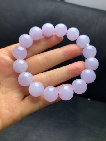 Ice Pink‑Violet Jadeite Bead Bracelet-13mm