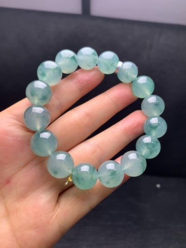 Ice‑type floating flower jadeite bracelet-12.6mm
