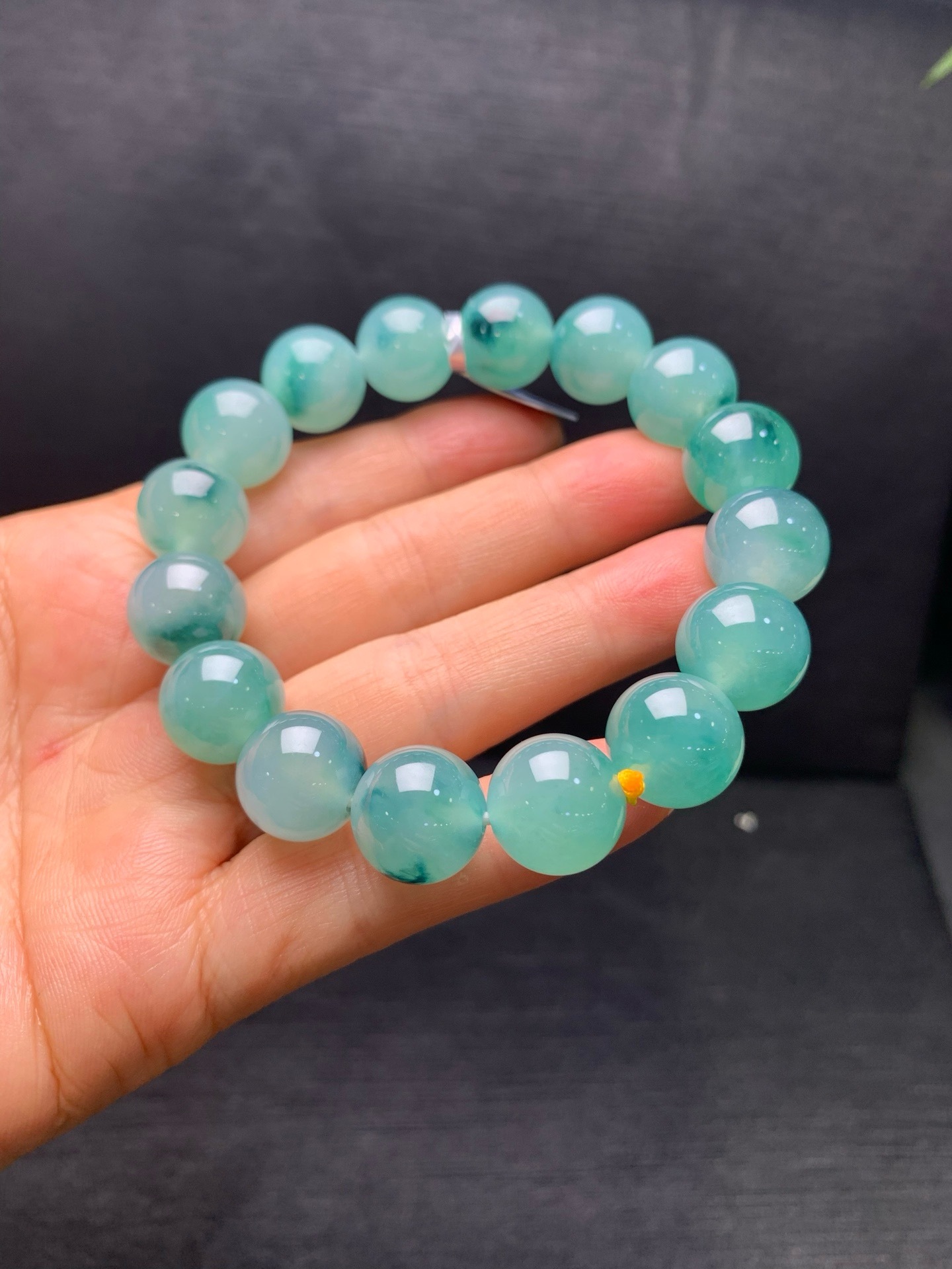 Ice‑type floating flower jadeite bracelet-13mm