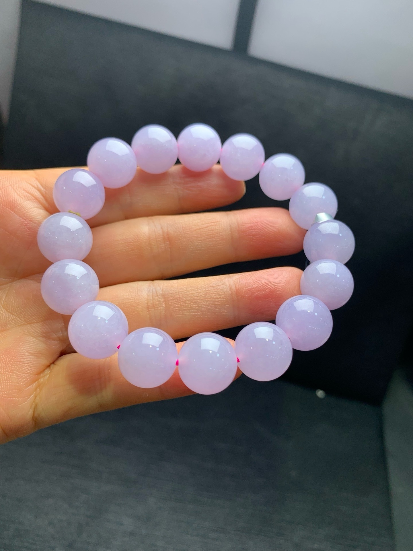 Ice Pink‑Violet Jadeite Bead Bracelet-13mm