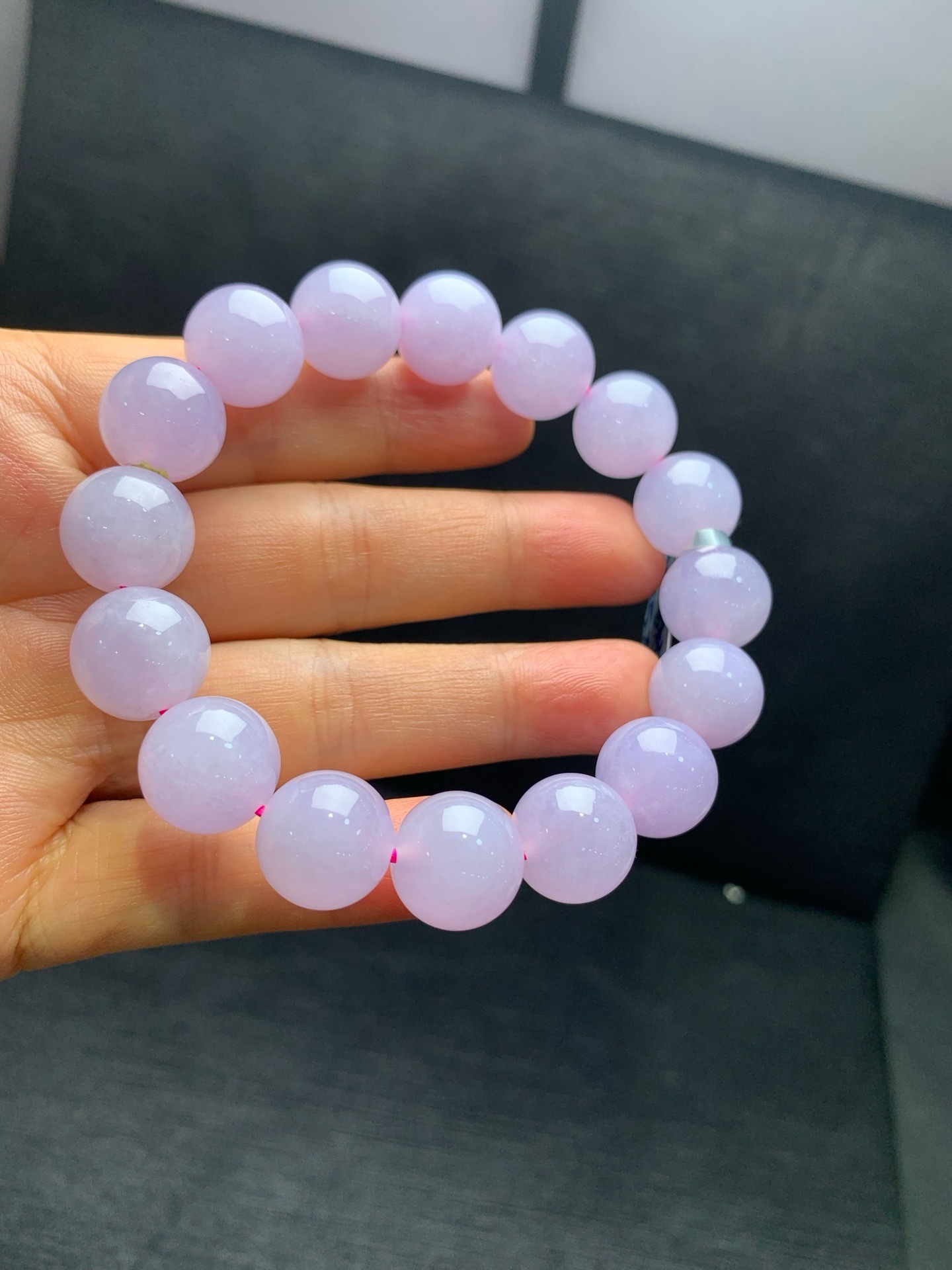 Ice Pink‑Violet Jadeite Bead Bracelet-13mm