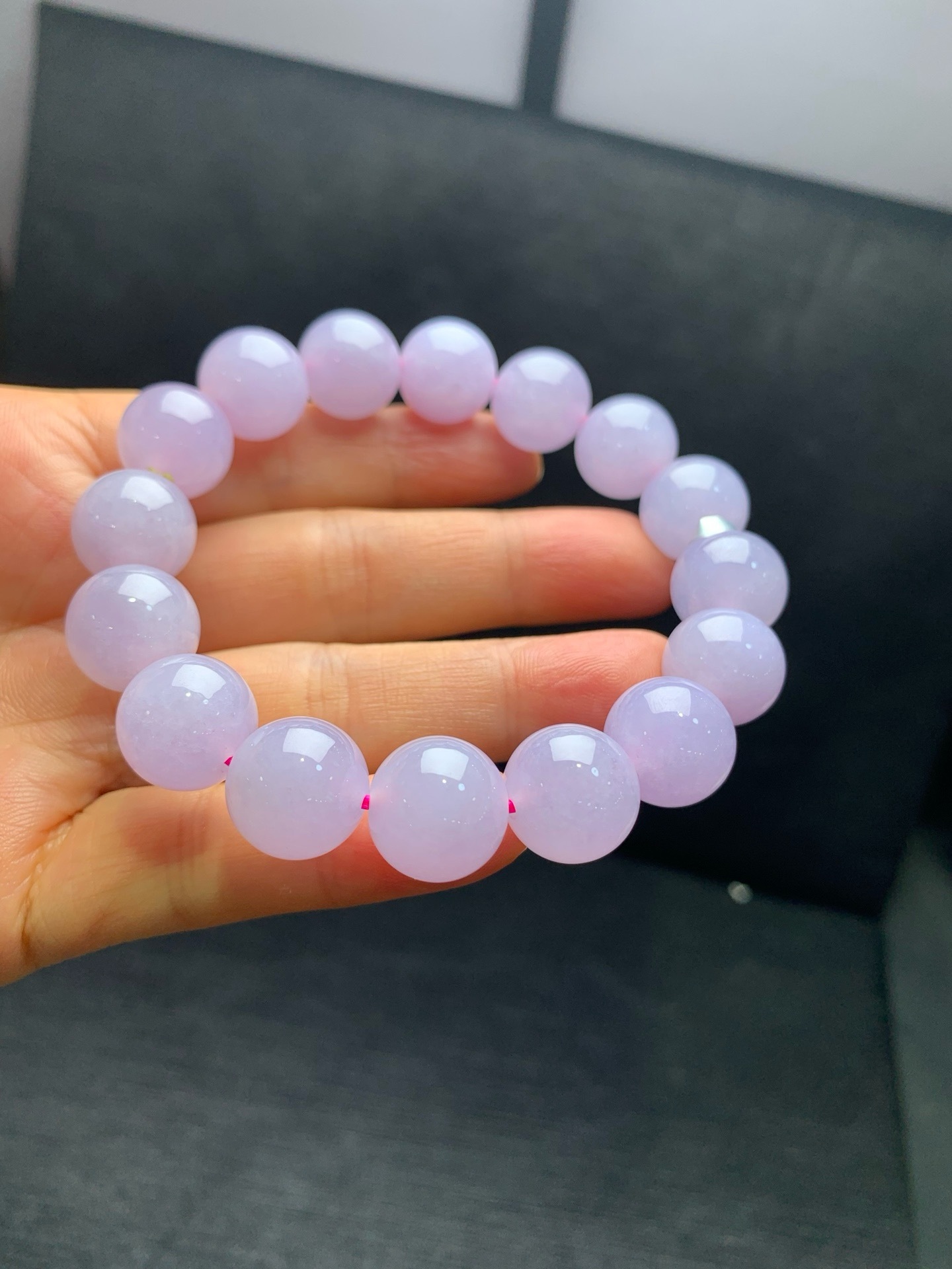 Ice Pink‑Violet Jadeite Bead Bracelet-13mm