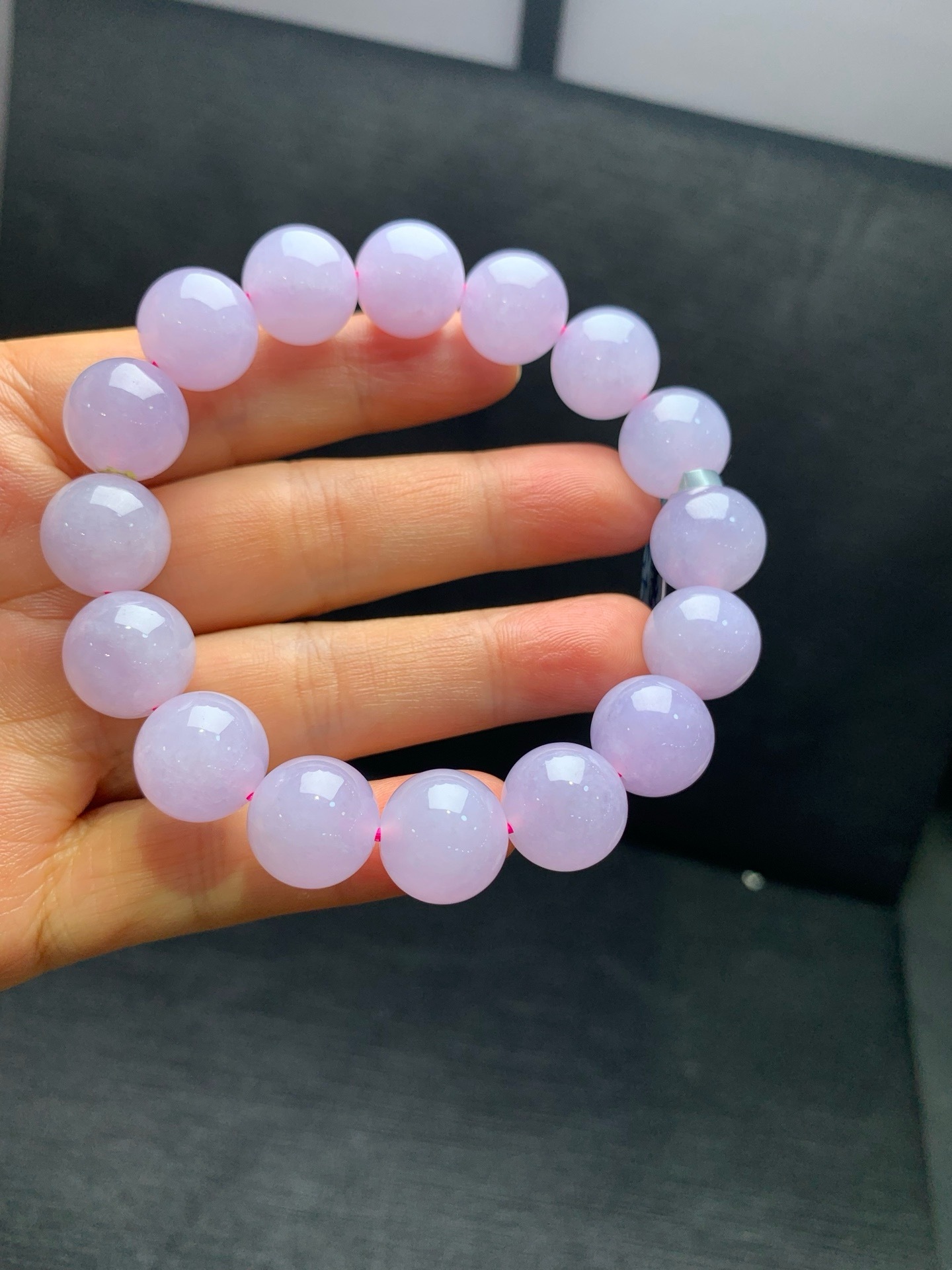 Ice Pink‑Violet Jadeite Bead Bracelet-13mm