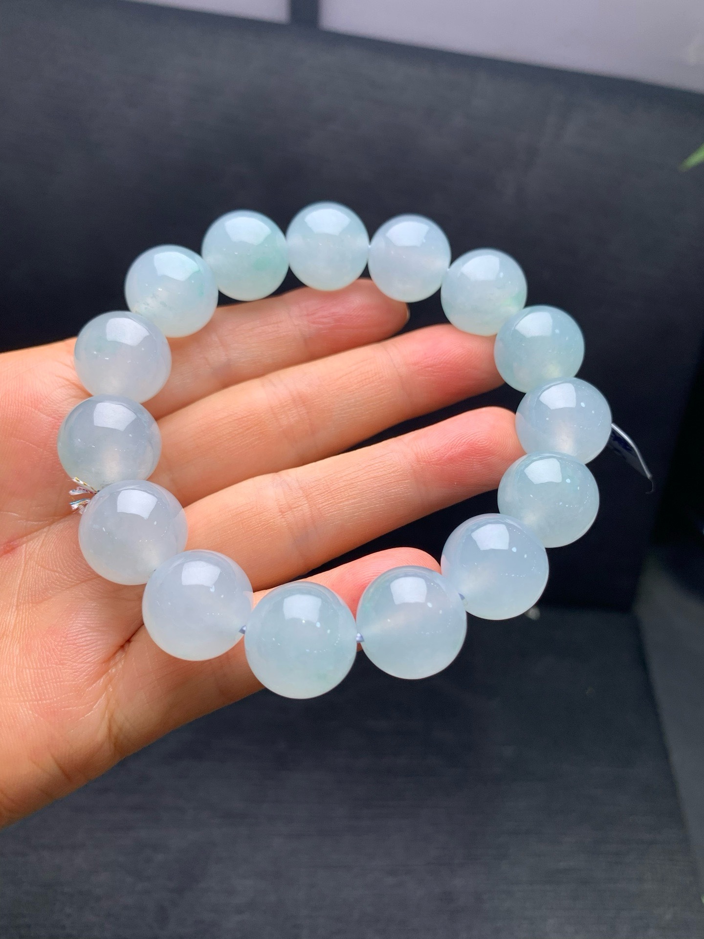 High‑Ice Jadeite Bead Bracelet-14.5mm